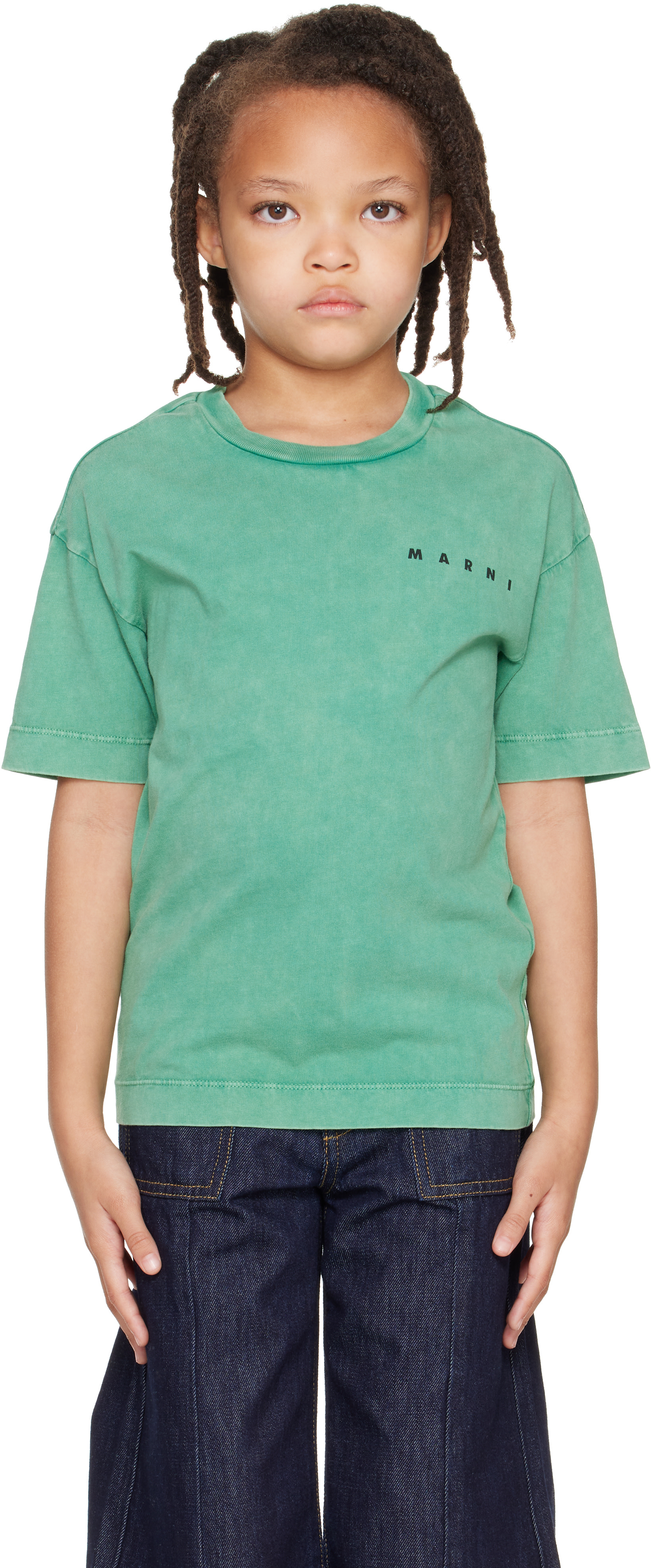 新品 MARNI Tシャツ4Y キッズ Marni: Kids Green Logo T-shirt | SSENSE