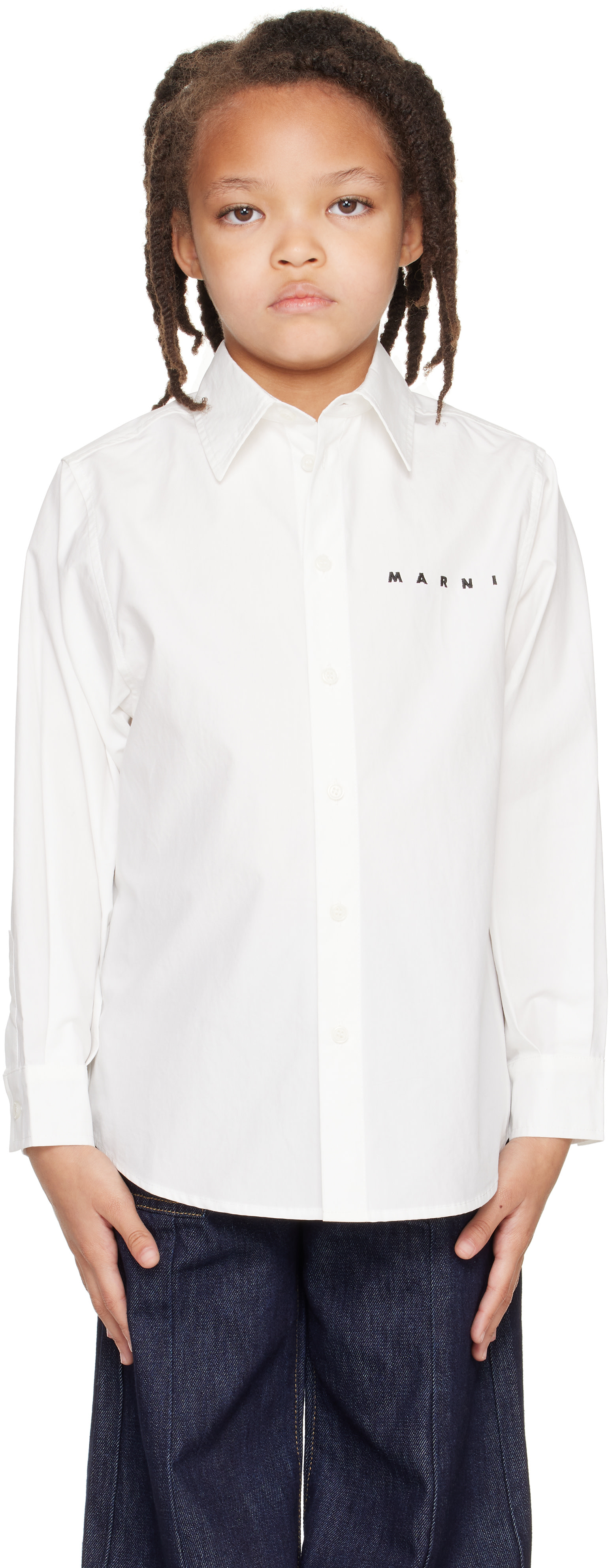 Marni - Kids White Embroidered Logo Shirt