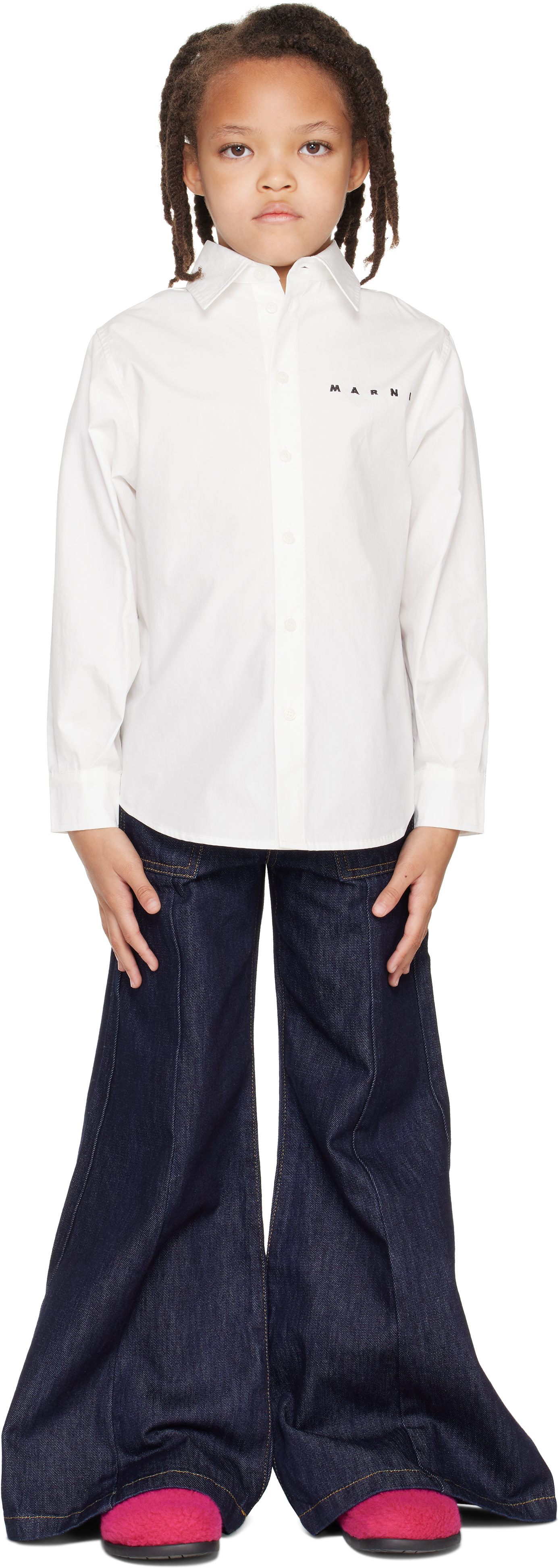 Marni - Kids White Embroidered Logo Shirt