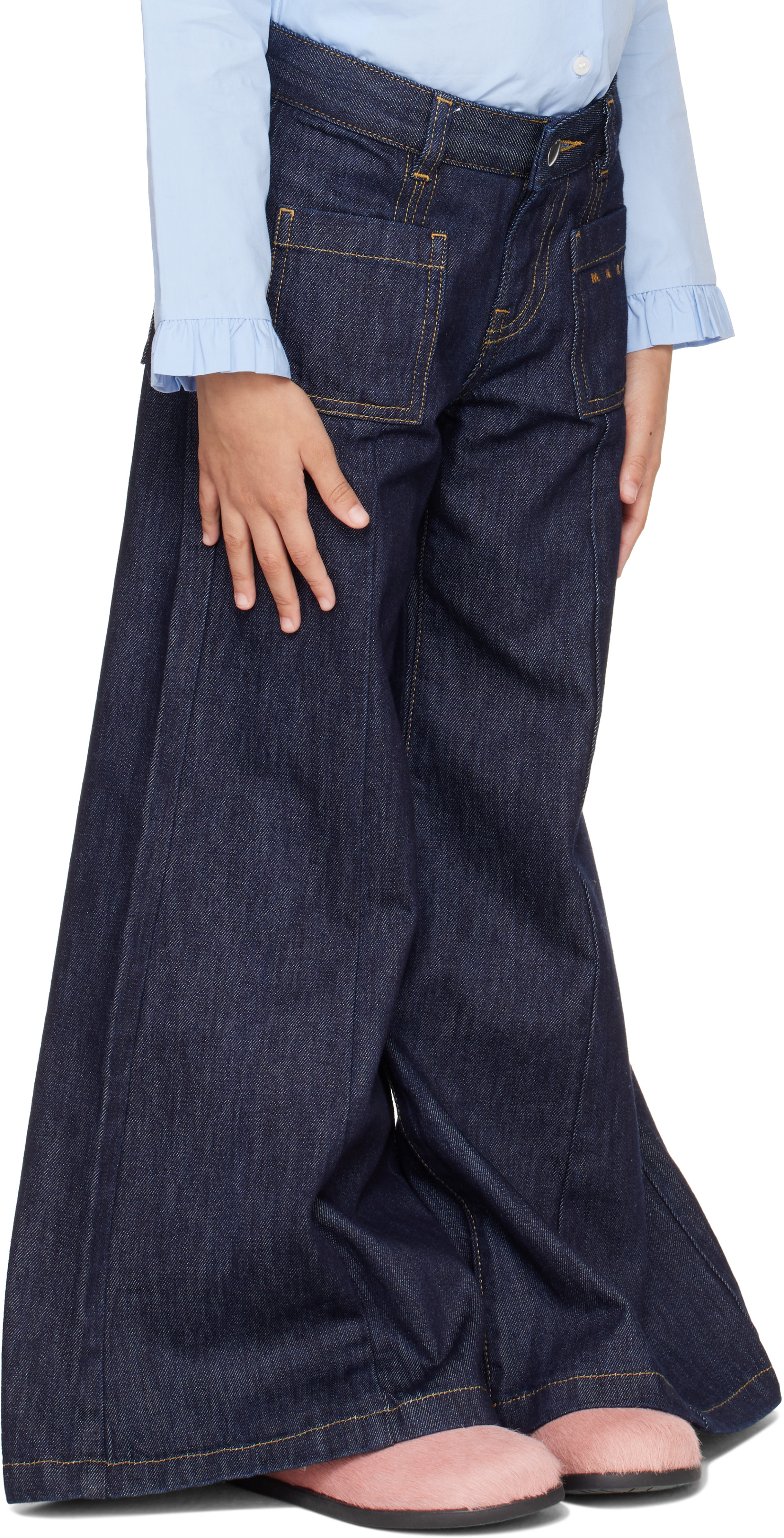 Marni - Kids Blue Patch Pocket Cotton Jeans