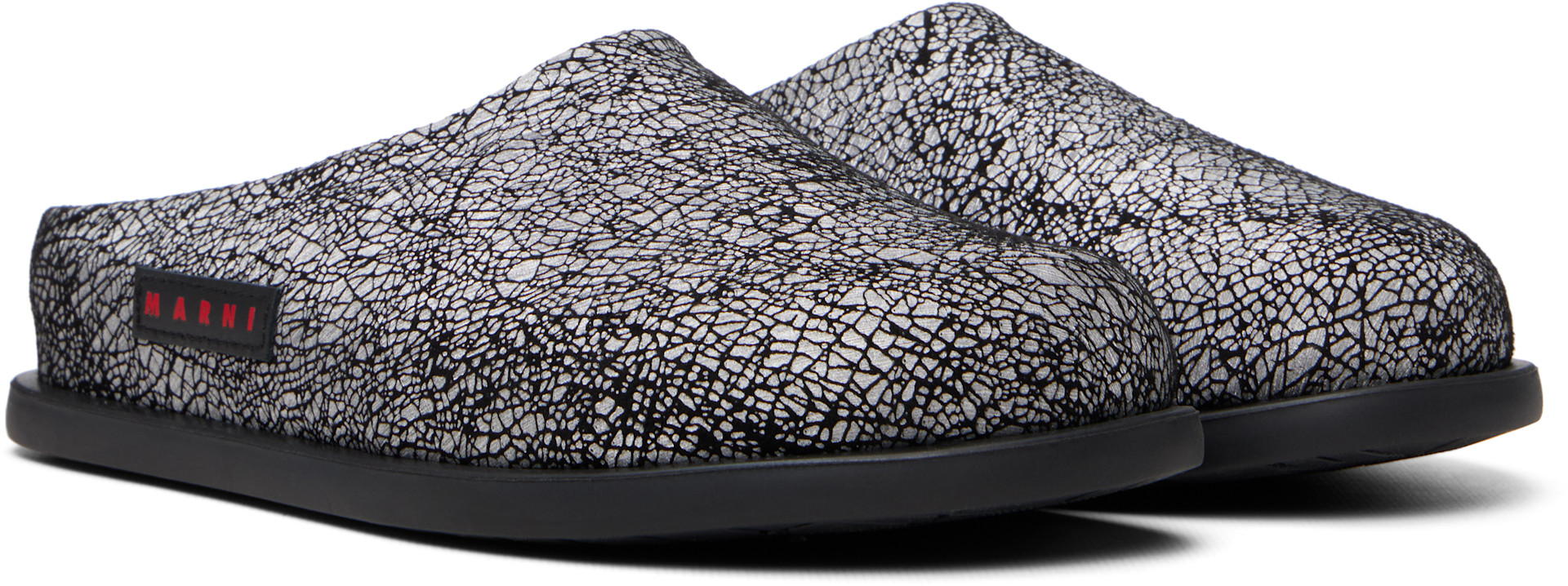 Marni: SSENSE Exclusive Big Kids Silver Fussbett Sabot Slip-on