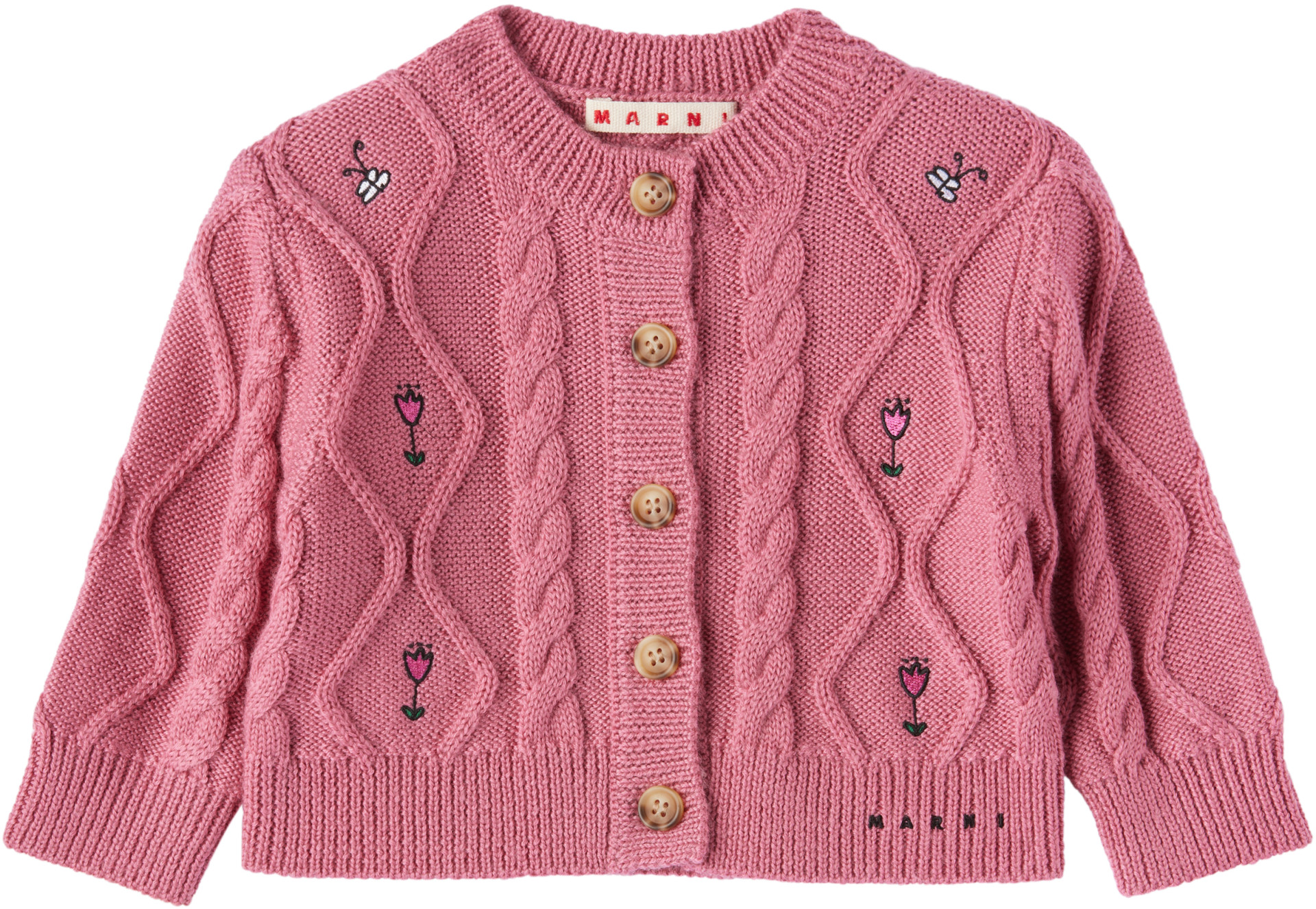 Marni - Baby Pink Cable Knit Cardigan