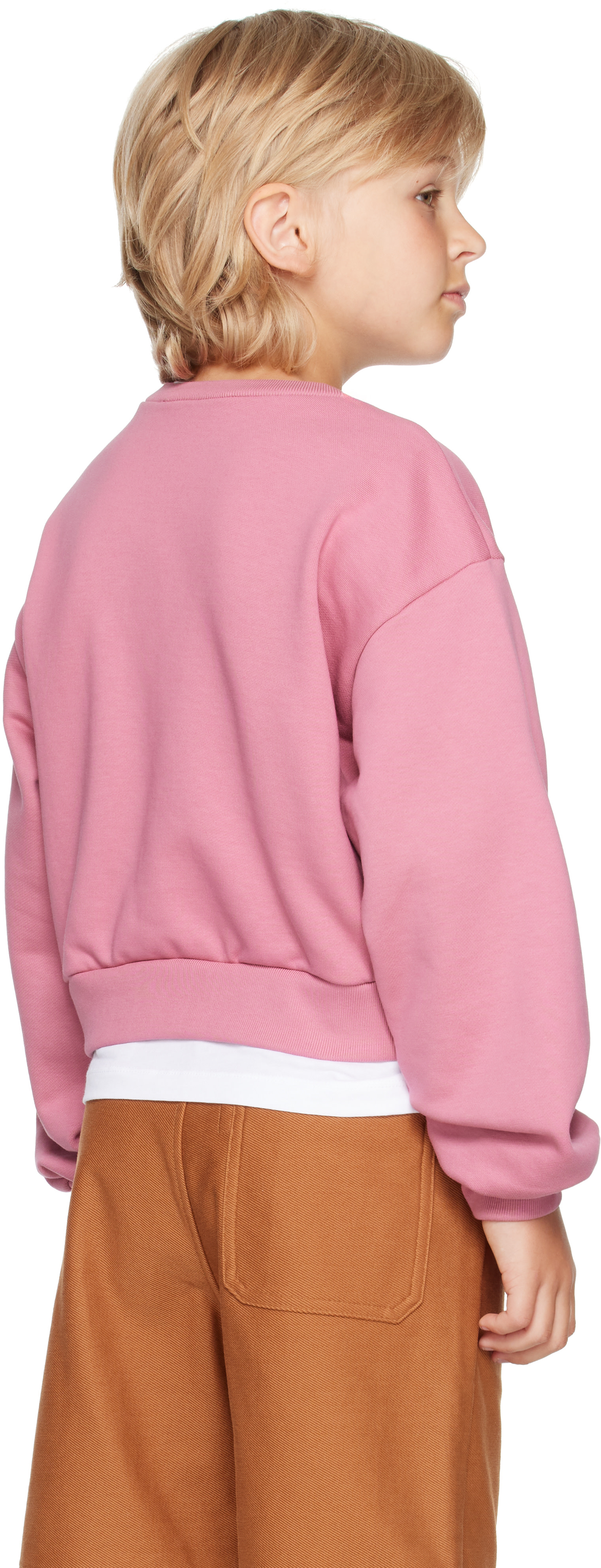 Marni - Enfant | Pull molletonné rose en coton à logo imprimé
