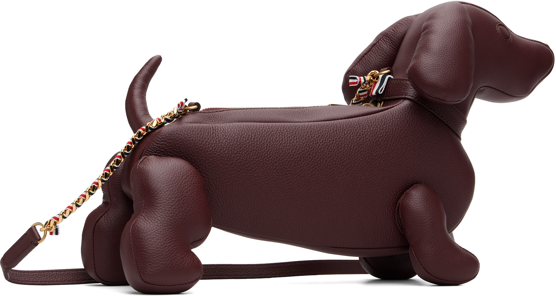 Thom Browne: Burgundy Soft Pebble Grain Leather Mini Hector Bag