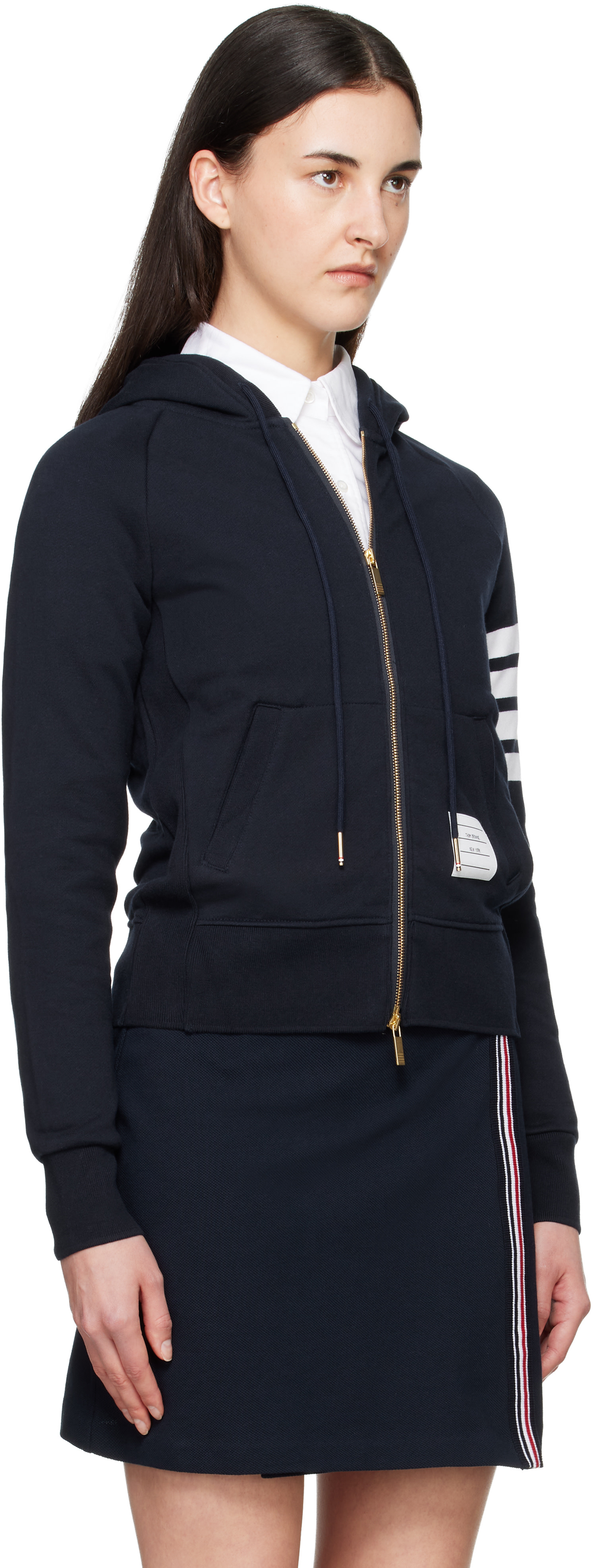 Thom Browne - ネイビー Classic Loopback 4-Bar ジップフーディ