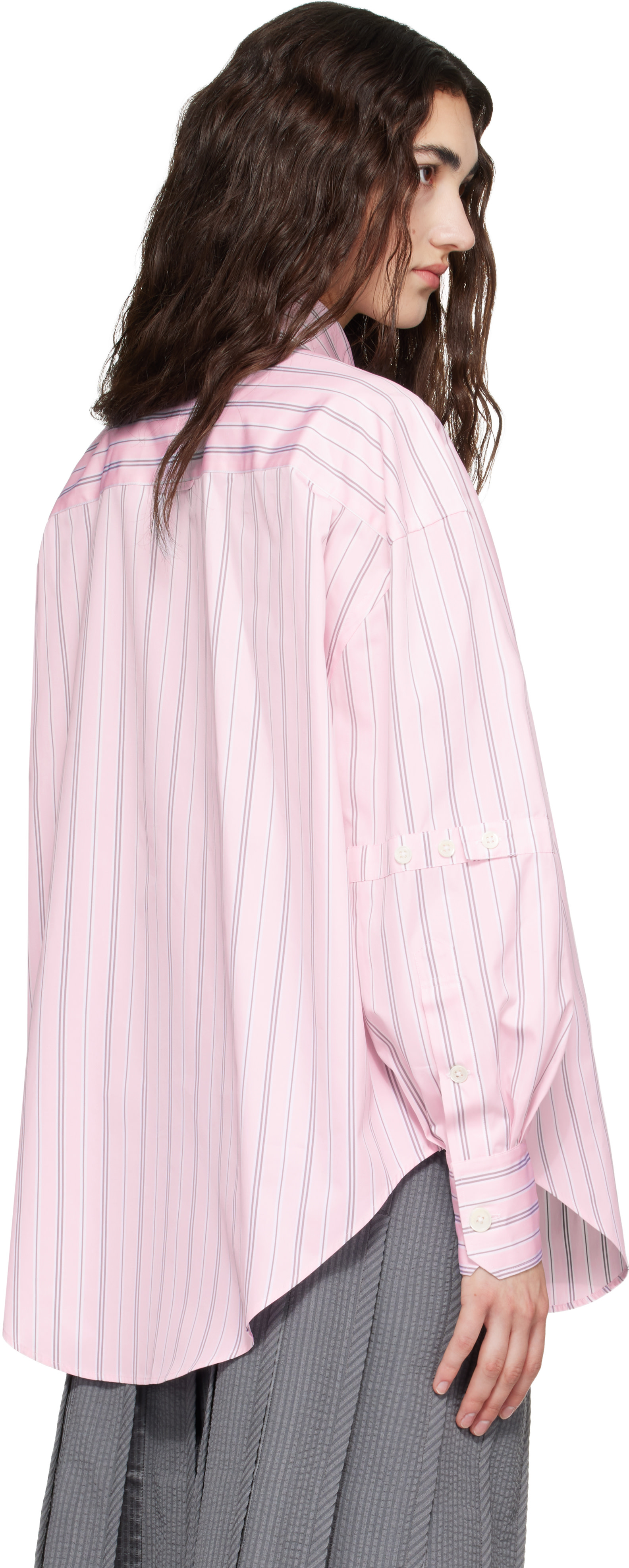 Thom Browne: ピンク Supersized ヘアラインストライプ ポプリン