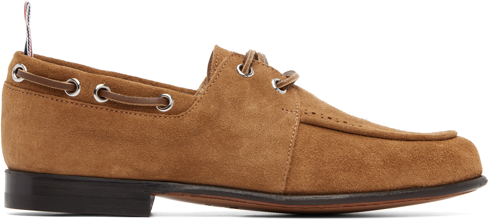 Thom Browne: タン Suede Flex Leather Sole デッキシューズ | SSENSE 日本