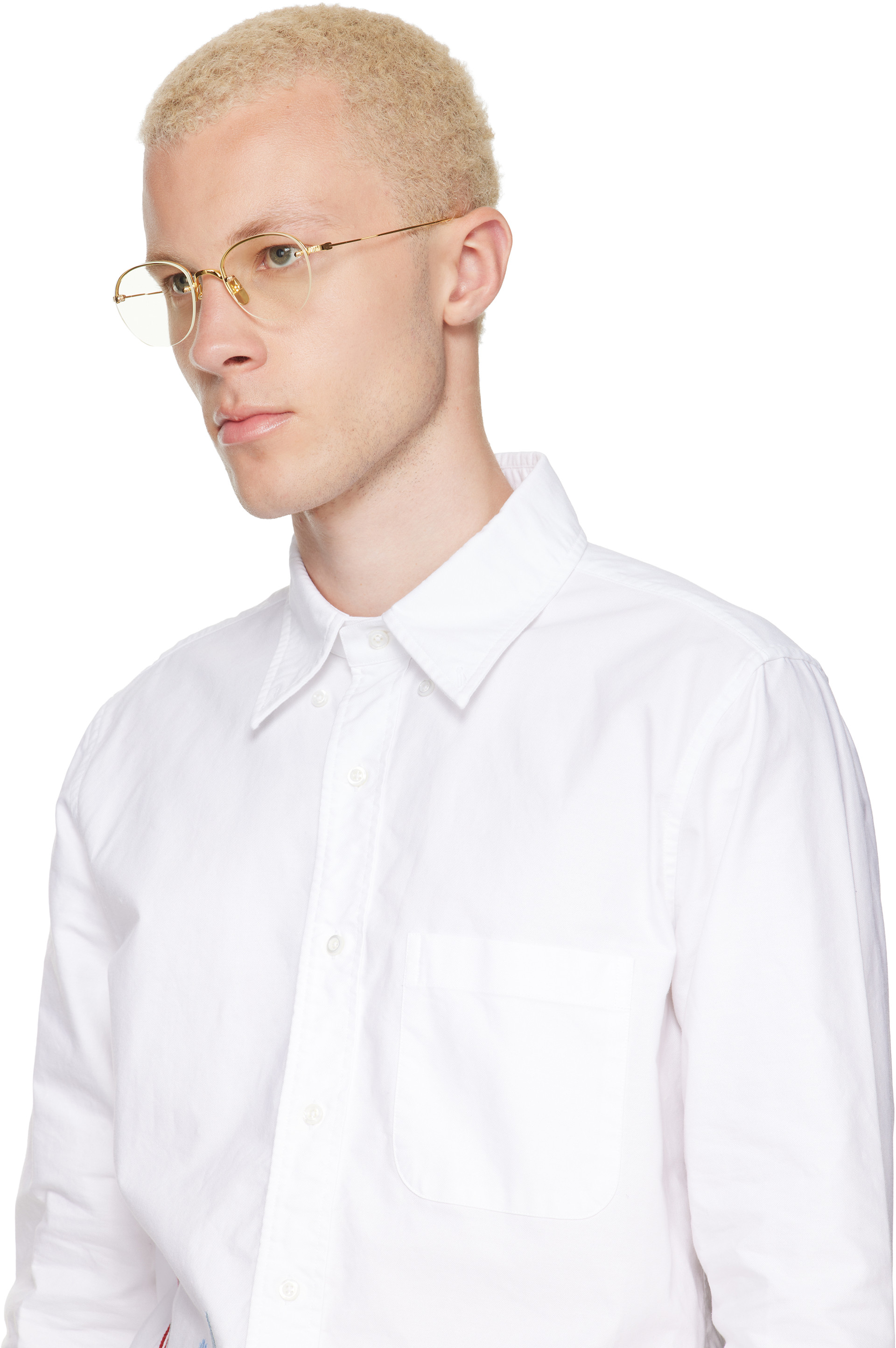 Thom Browne - 골드 티타늄 오벌 안경