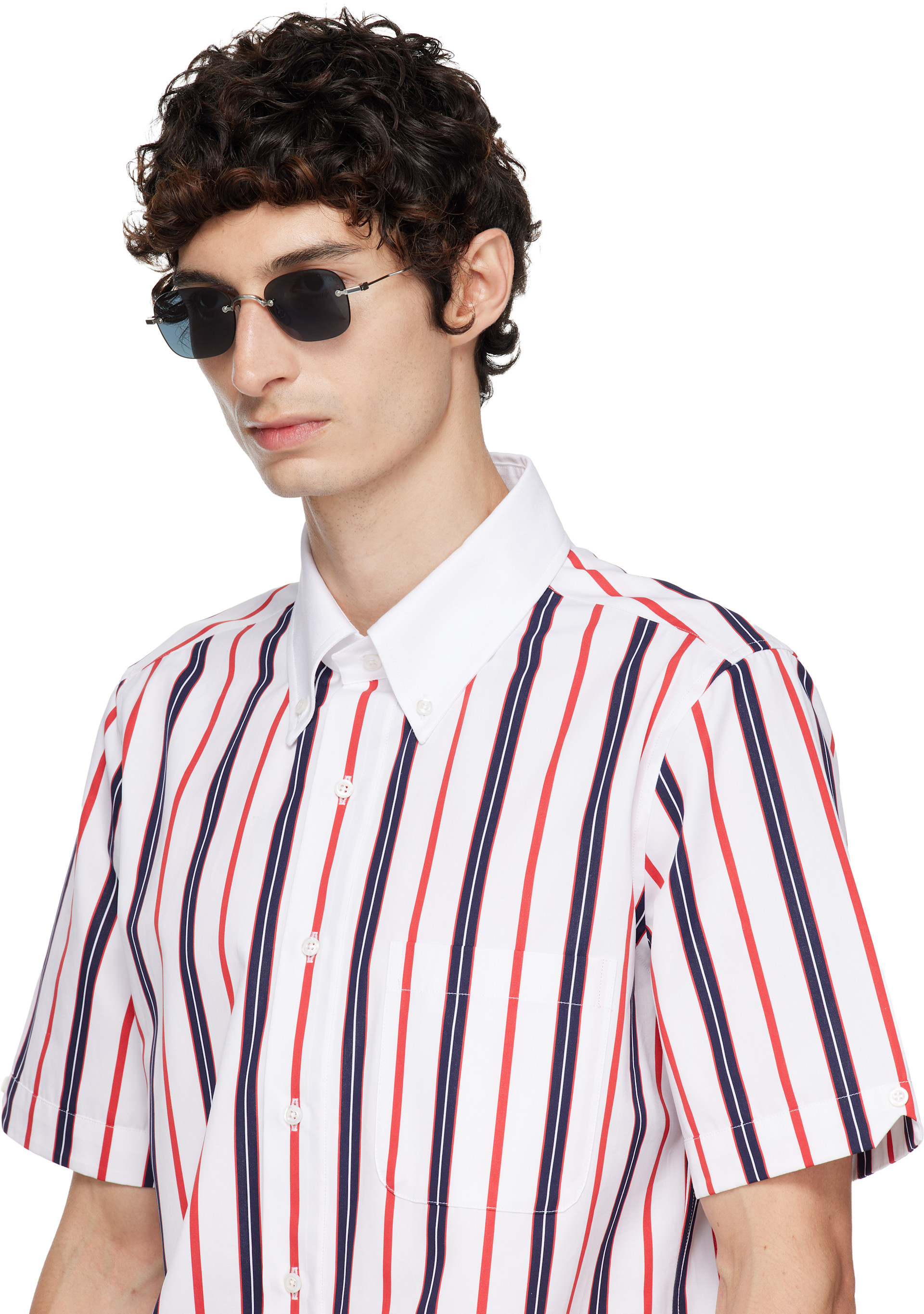 Thom Browne - Silver Rectangular Rimless Sunglasses