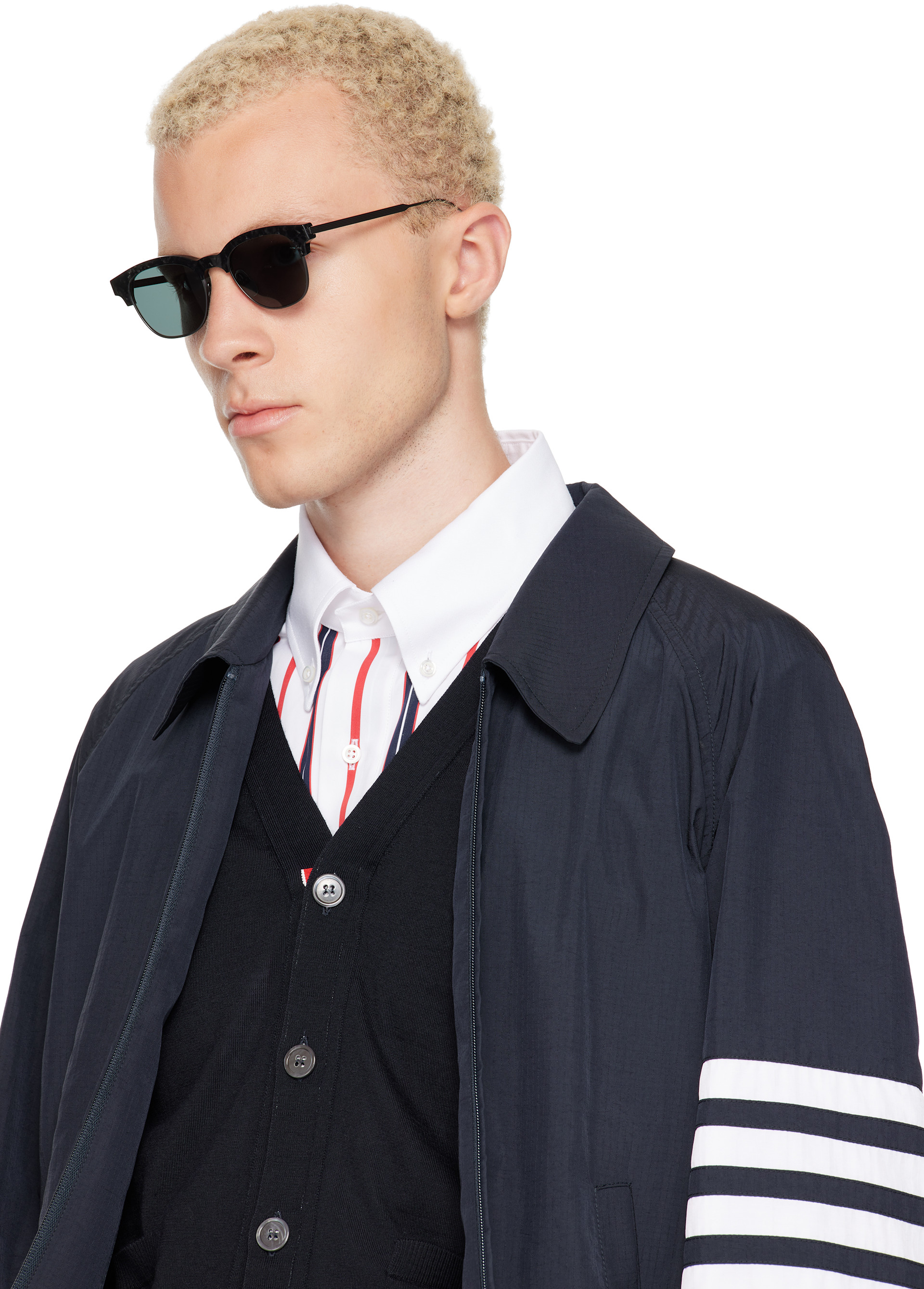 Thom Browne - 블랙 아세테이트 & 티타늄 스퀘어 선글라스