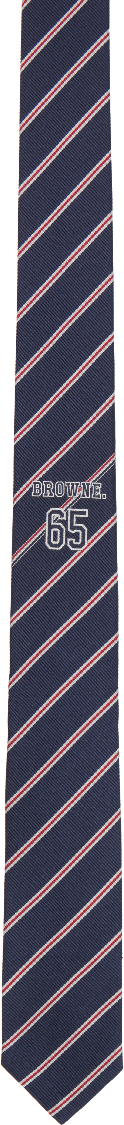 Thom Browne: ネイビー 'Browne 65' ジャカード ネクタイ | SSENSE 日本