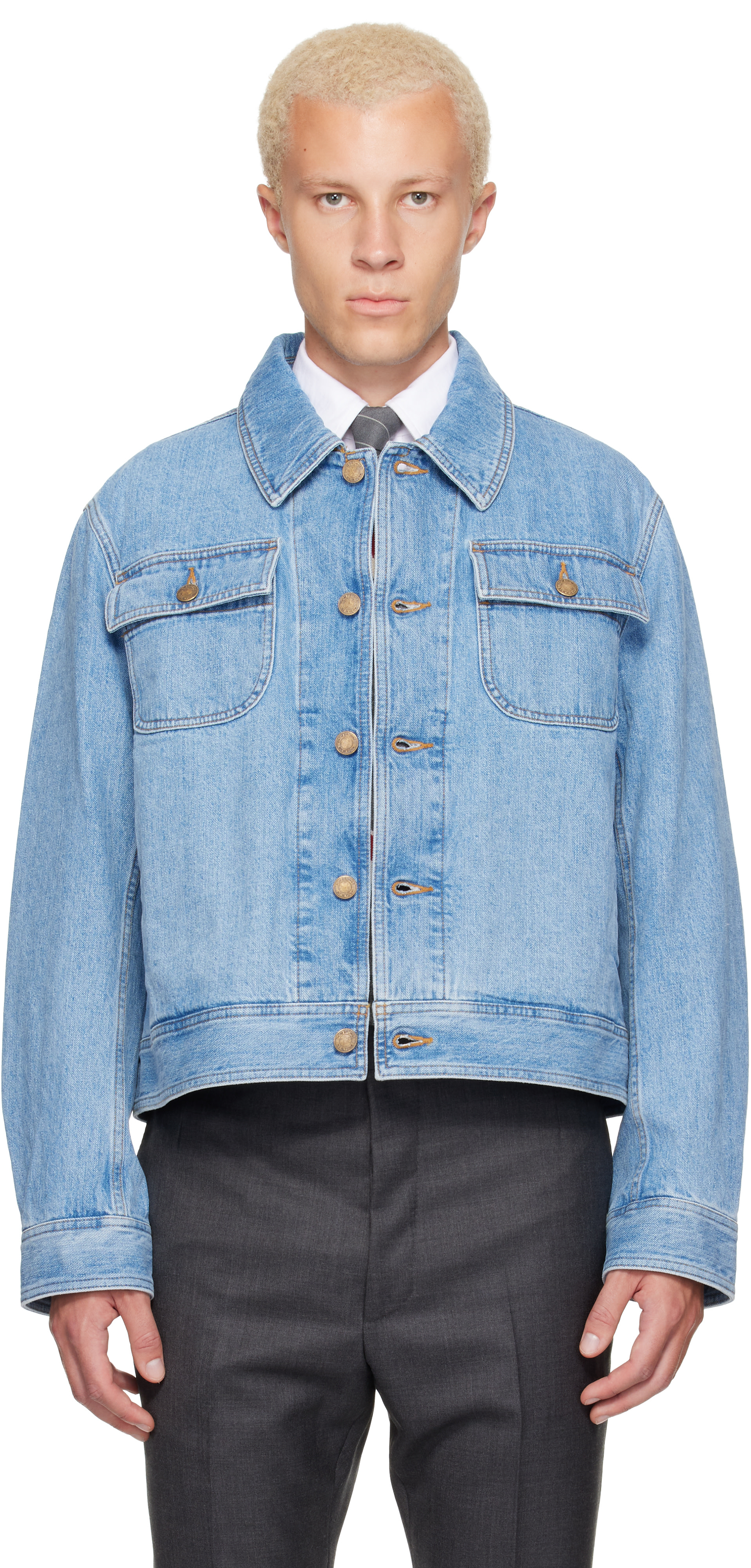 Thom Browne - Blue Selvedge Backstrap Utility Denim Jacket