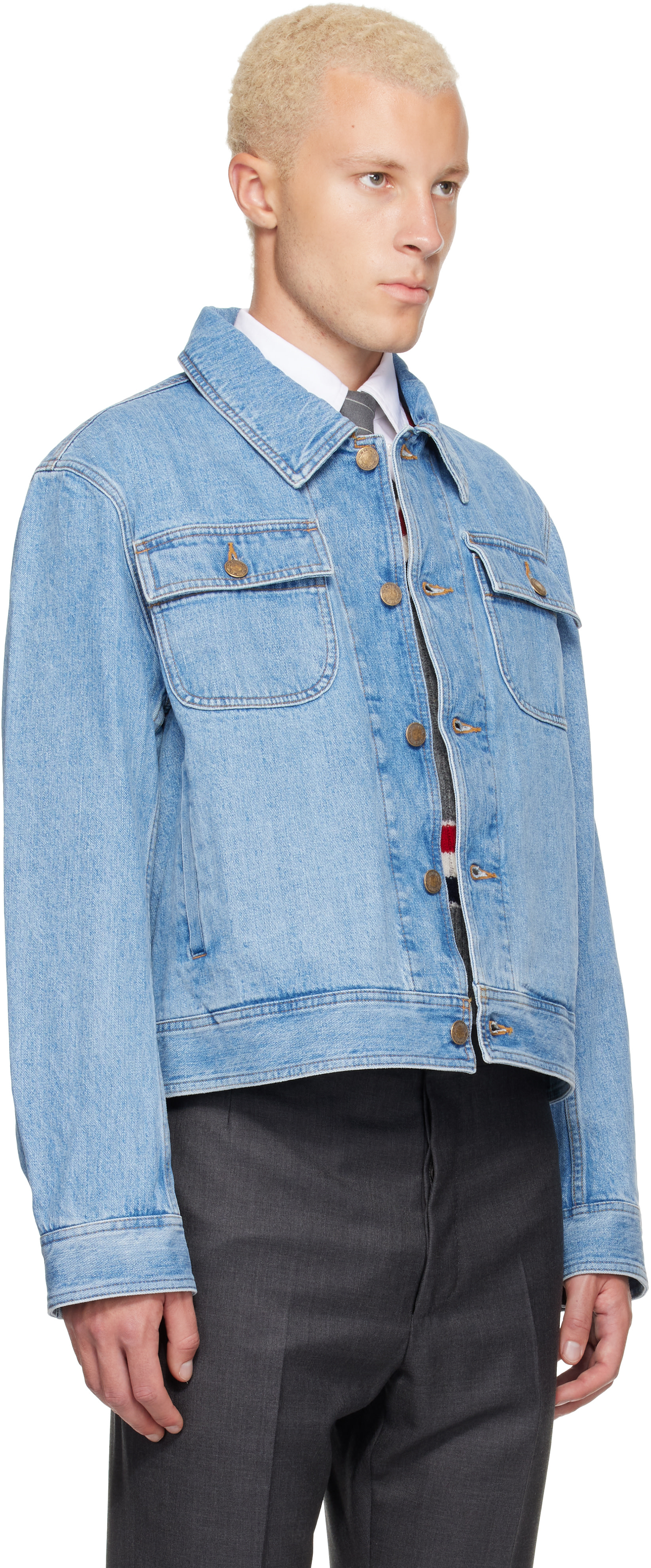 Thom Browne - Blue Selvedge Backstrap Utility Denim Jacket