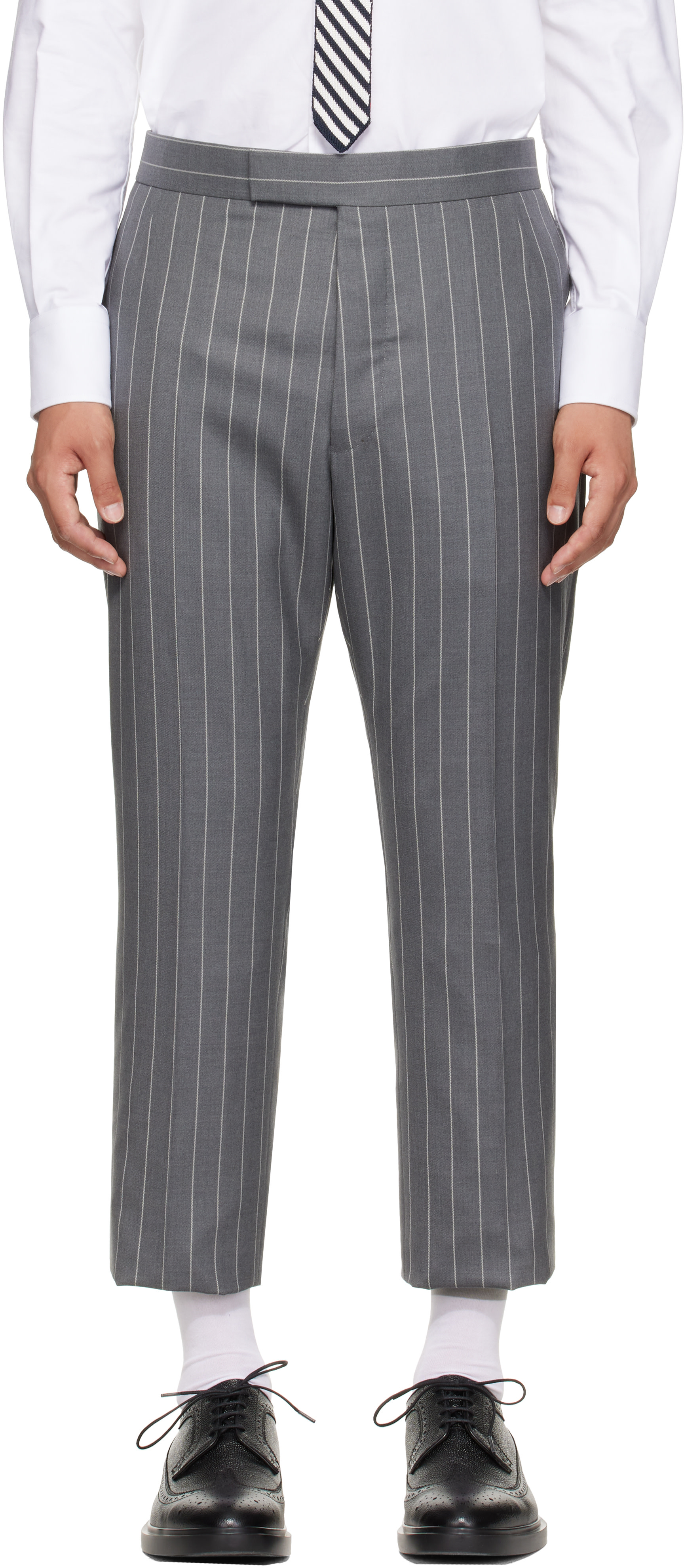 Thom Browne - Gray Chalk Stripe Trousers