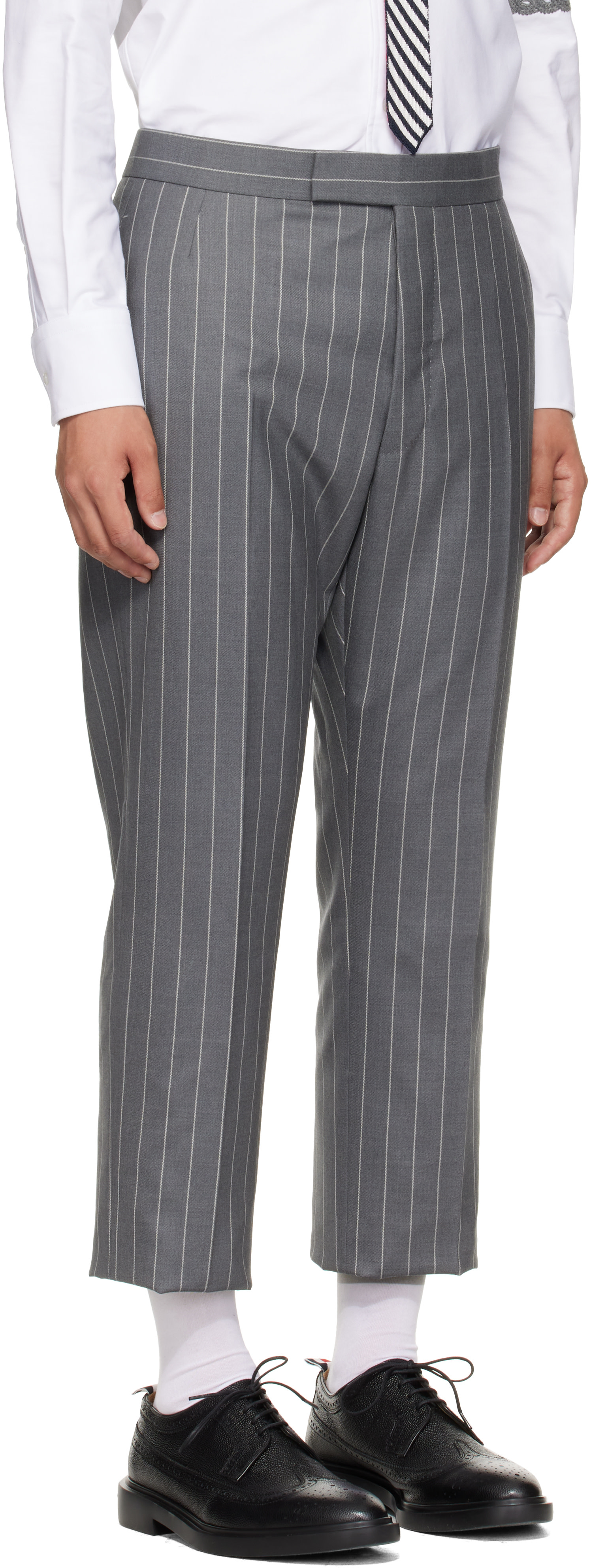 Thom Browne - Gray Chalk Stripe Trousers