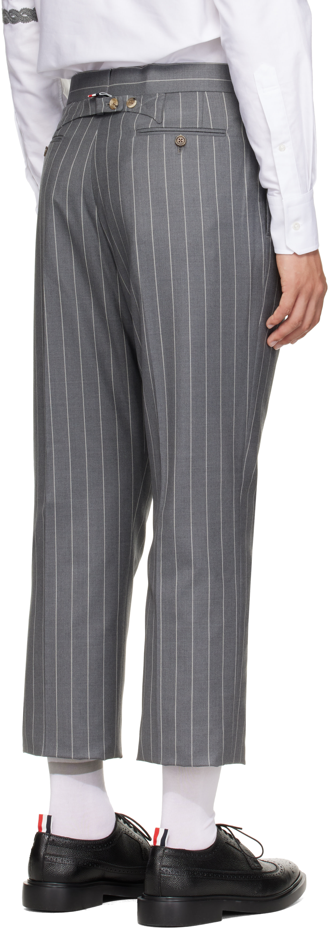 Thom Browne - Gray Chalk Stripe Trousers