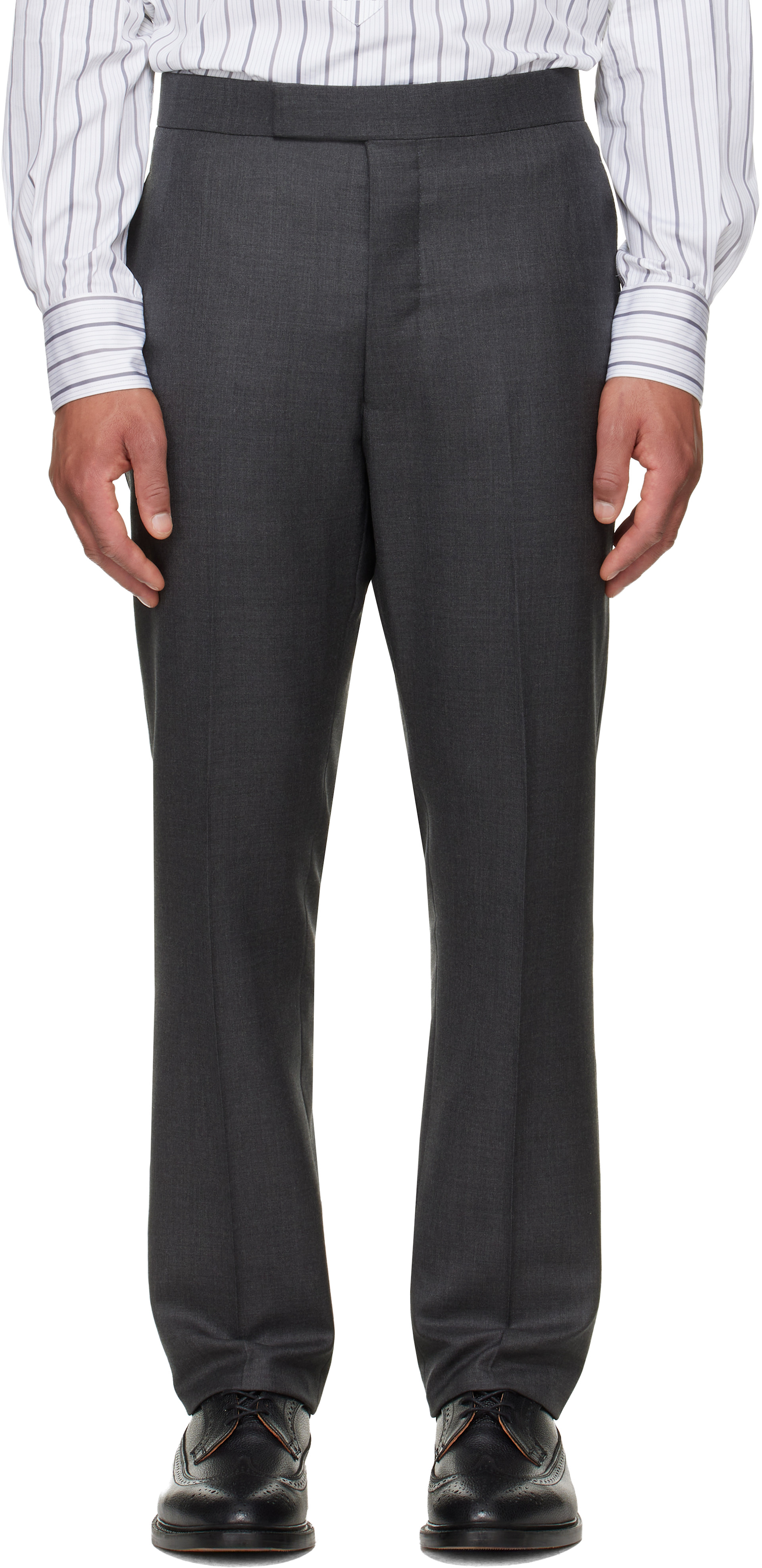 Thom Browne グレイトラウザー　パンツ Thom Browne: Gray Classic Twill Backstrap Trousers | SSENSE