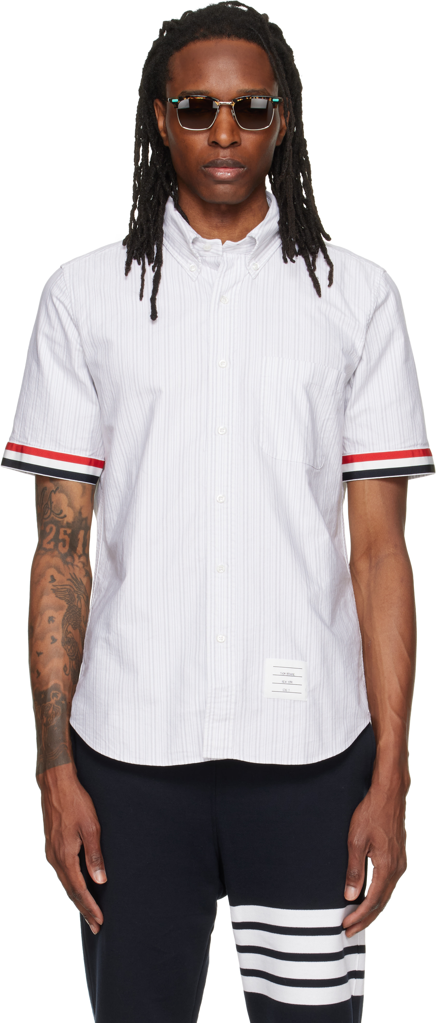 Thom Browne 半袖シャツ Thom Browne: グレー Button Down ストレートフィット 半袖シャツ