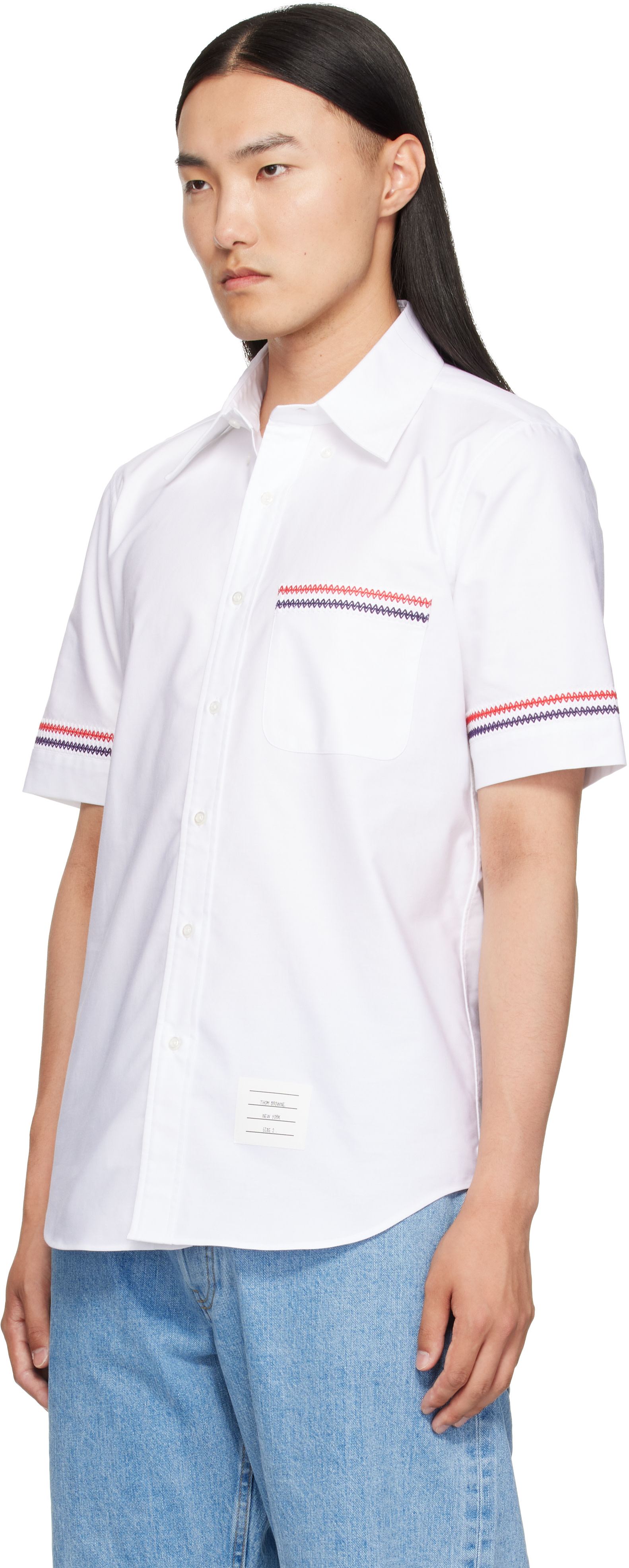 THOM BROWNE/ホワイト オックスフォード シャツ Thom Browne: ホワイト Straight Fit オックスフォードシャツ | SSENSE