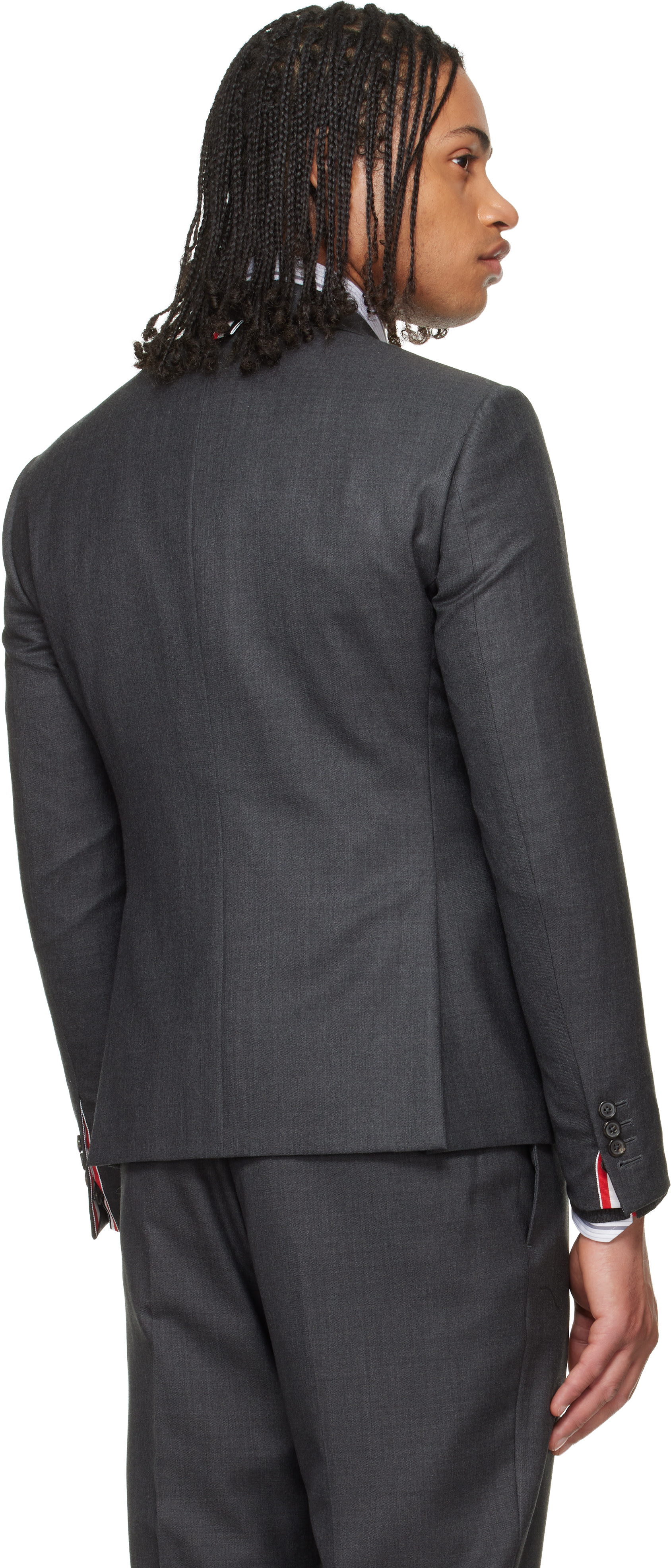 Thom Browne: Gray Super 120s Twill High Armhole Sportcoat | SSENSE