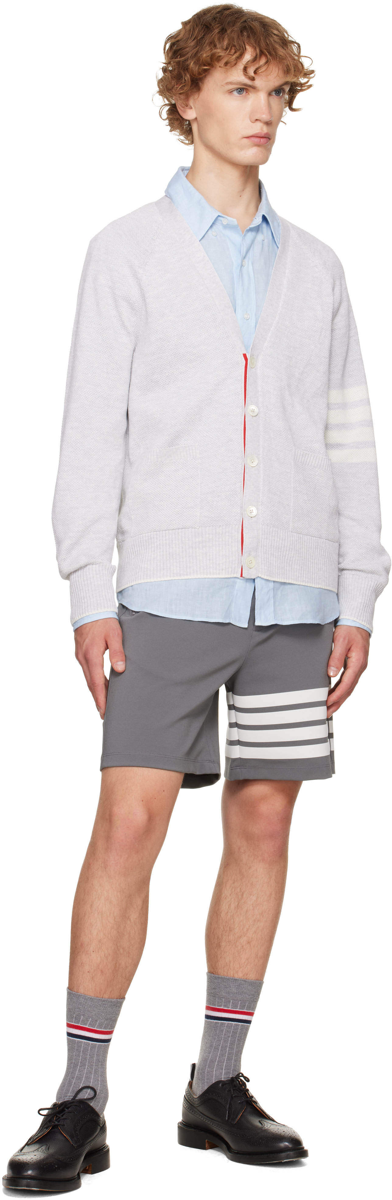 Thom Browne: グレー 4-Bar リネン コットン リラックスフィット