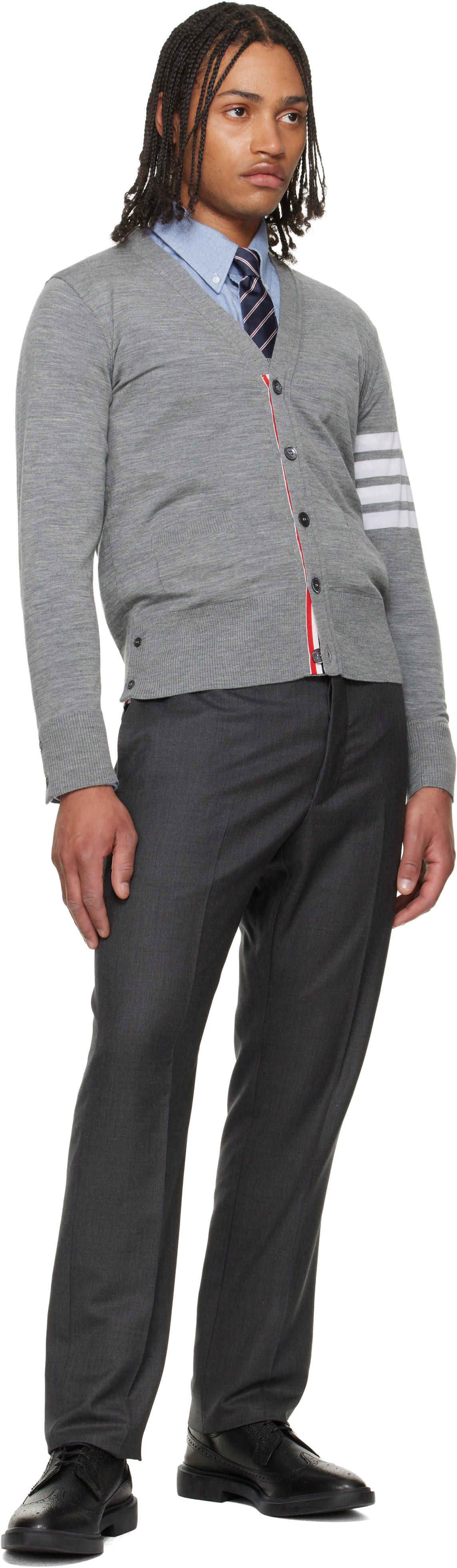 THOM BROWNE 4 バー カーディガン ダークグレー メンズ サイズ M Thom