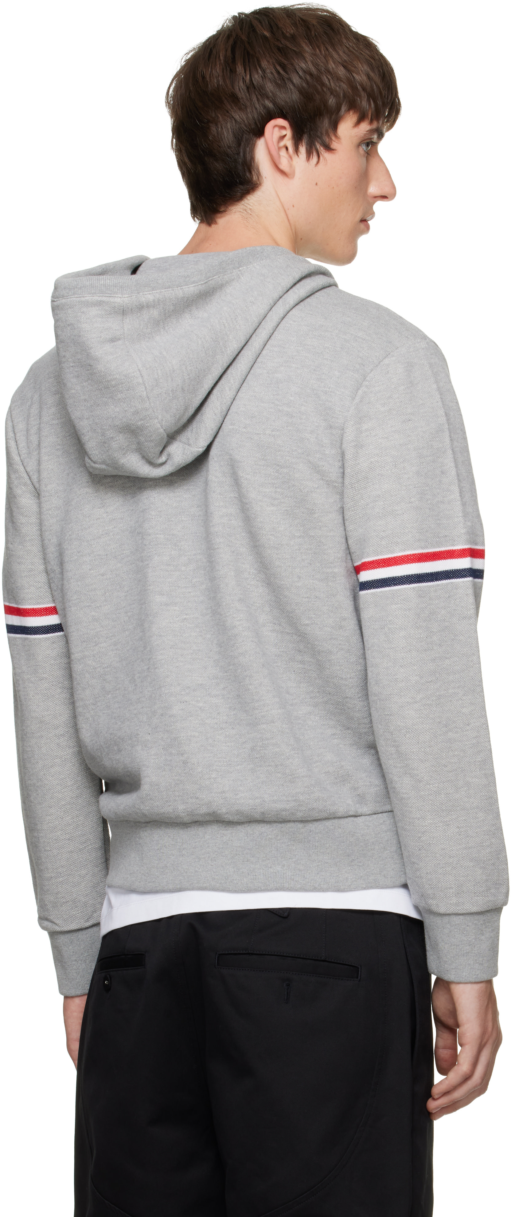 Thom Browne - Gray Zip Pique Loopback RWB Engineered Hoodie