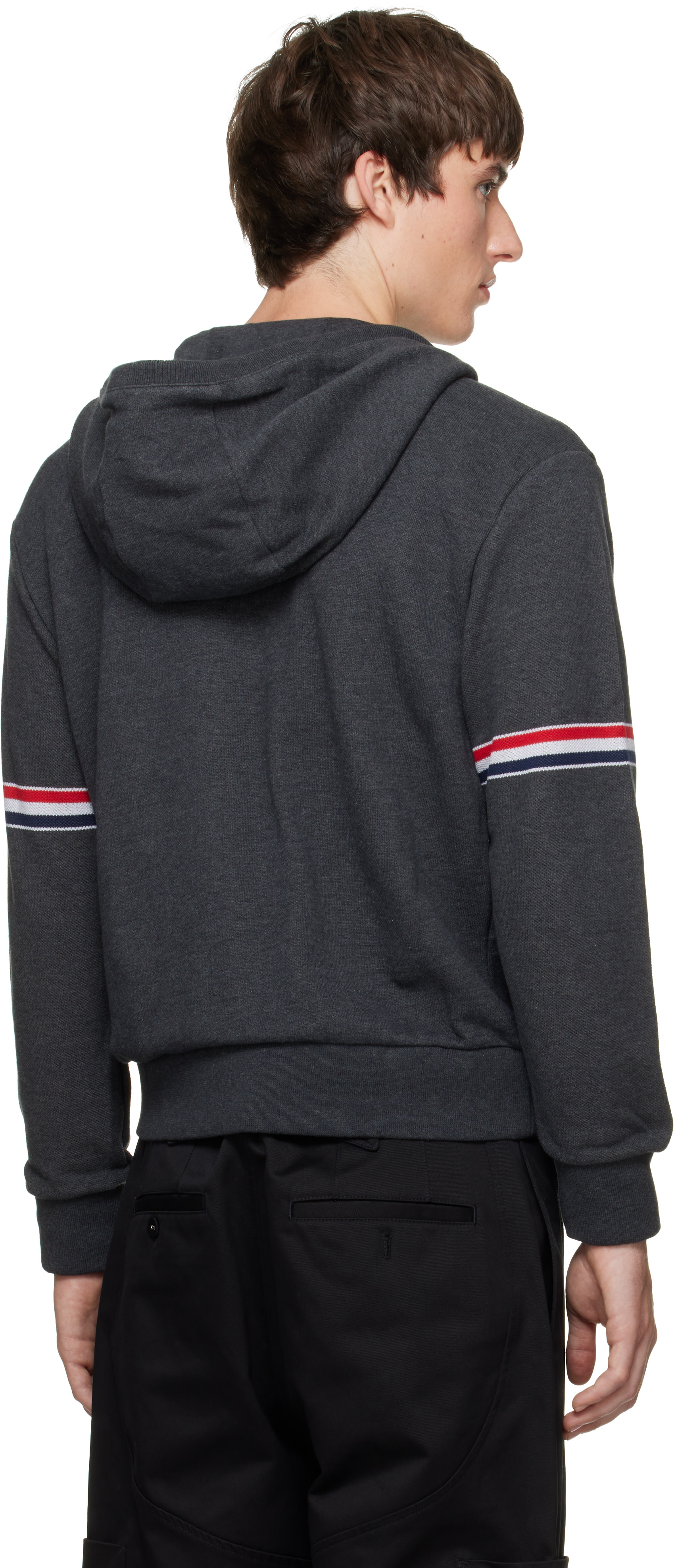 Thom Browne - Gray Zip Pique Loopback RWB Engineered Hoodie
