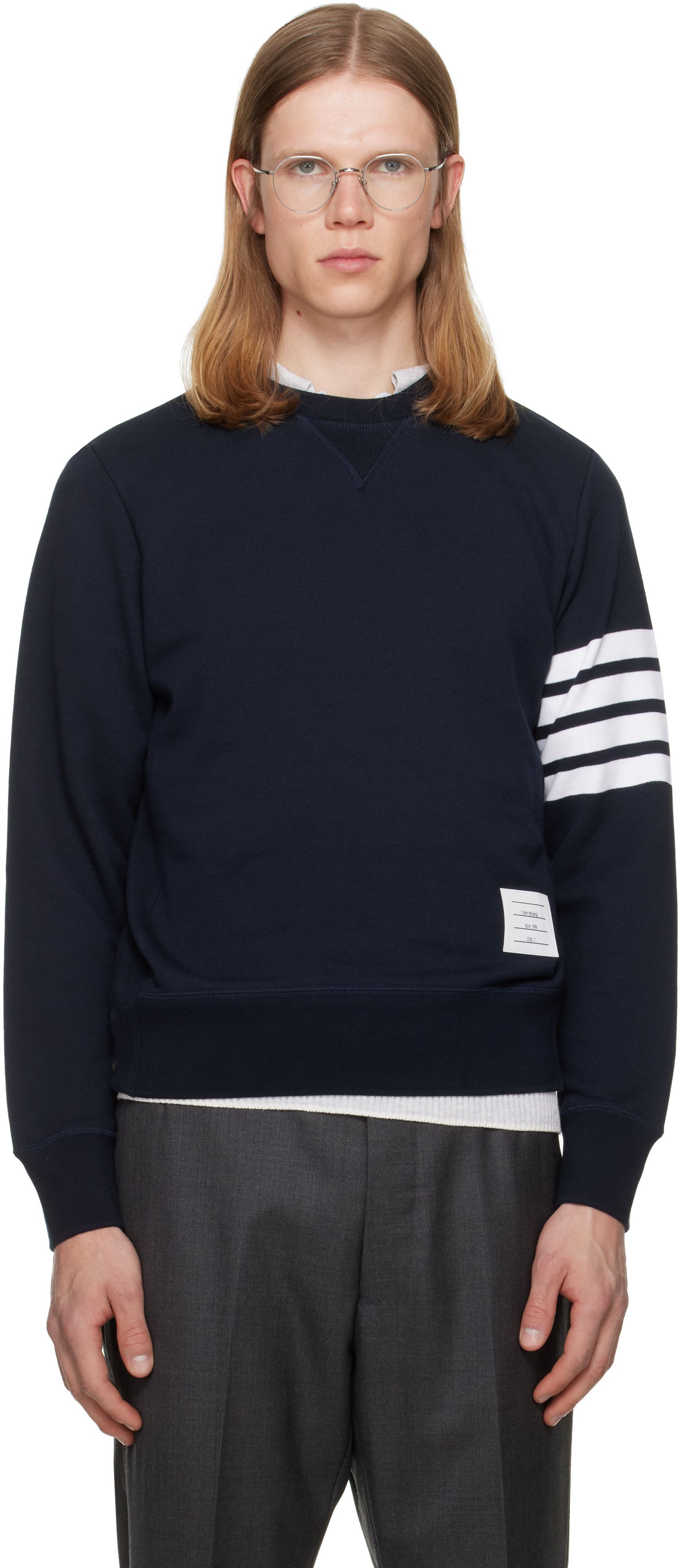 Thom Browne - ネイビー Classic Loopback 4-Bar スウェットシャツ