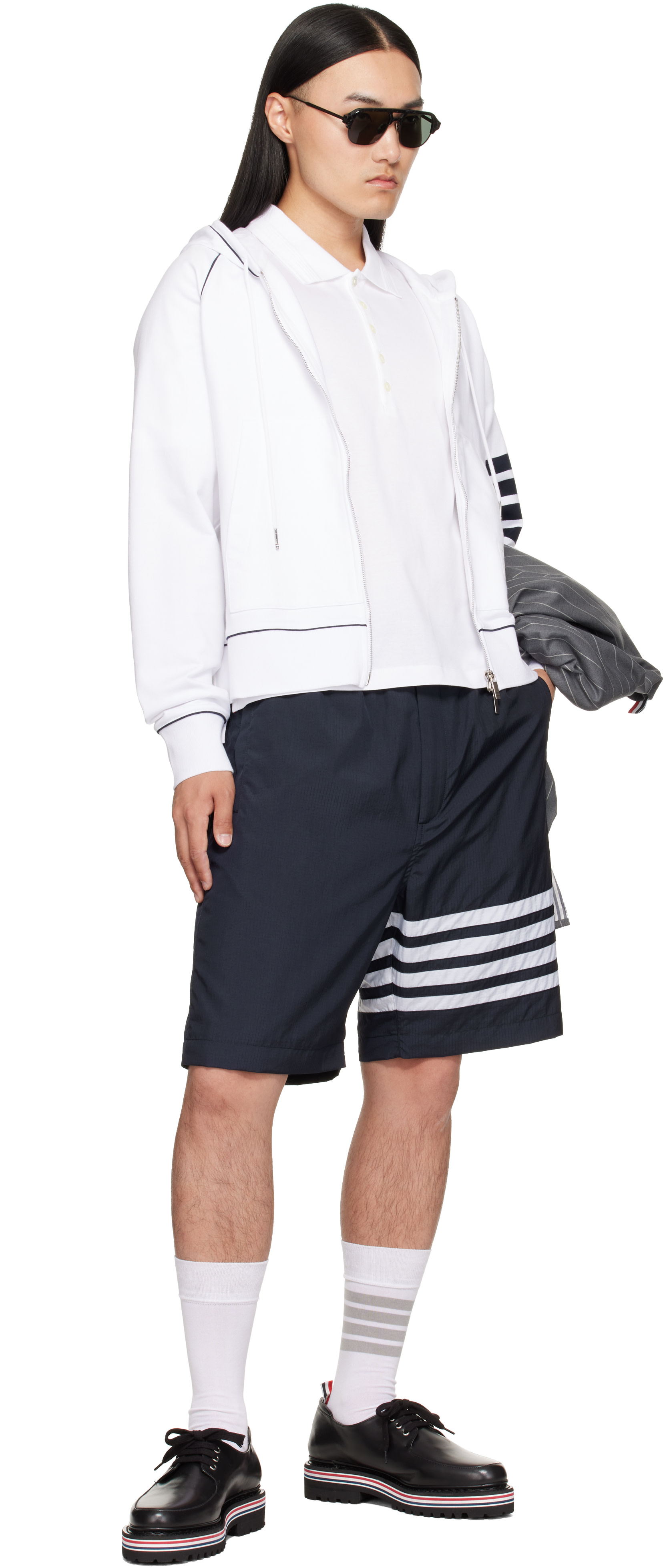 Thom Browne: ホワイト Jersey Ottoman 4-Bar ポロシャツ | SSENSE 日本