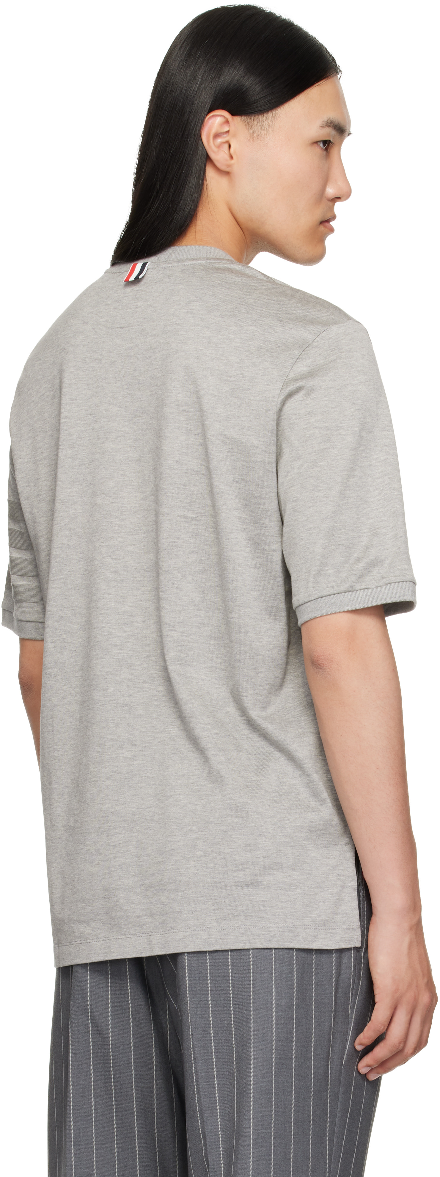 Thom Browne: グレー Jersey Ottoman 4-Bar Tシャツ | SSENSE 日本