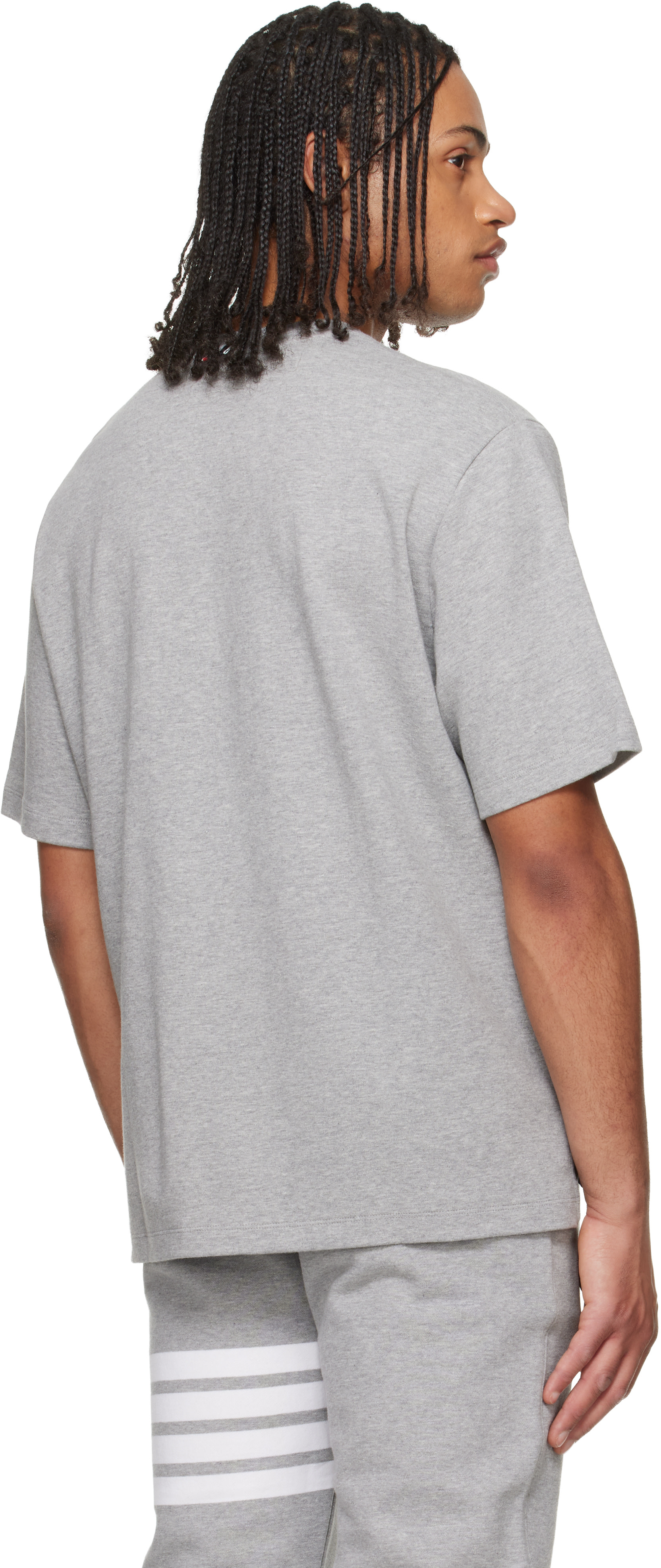 Thom Browne: Gray Milano Cotton Oversized Pocket T-shirt | SSENSE