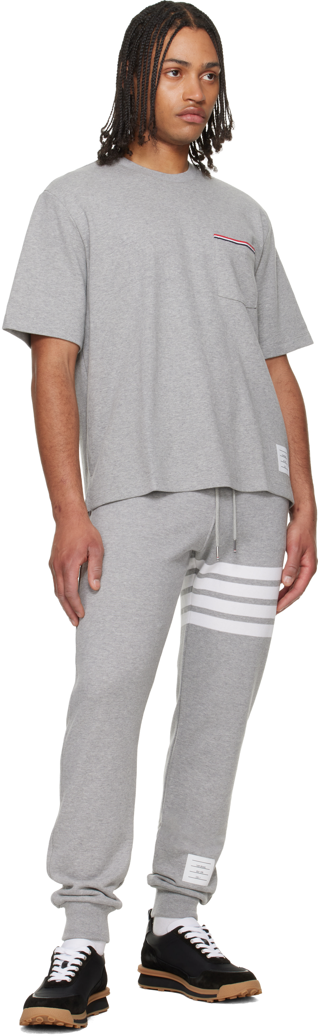 Thom Browne: Gray Milano Cotton Oversized Pocket T-shirt | SSENSE