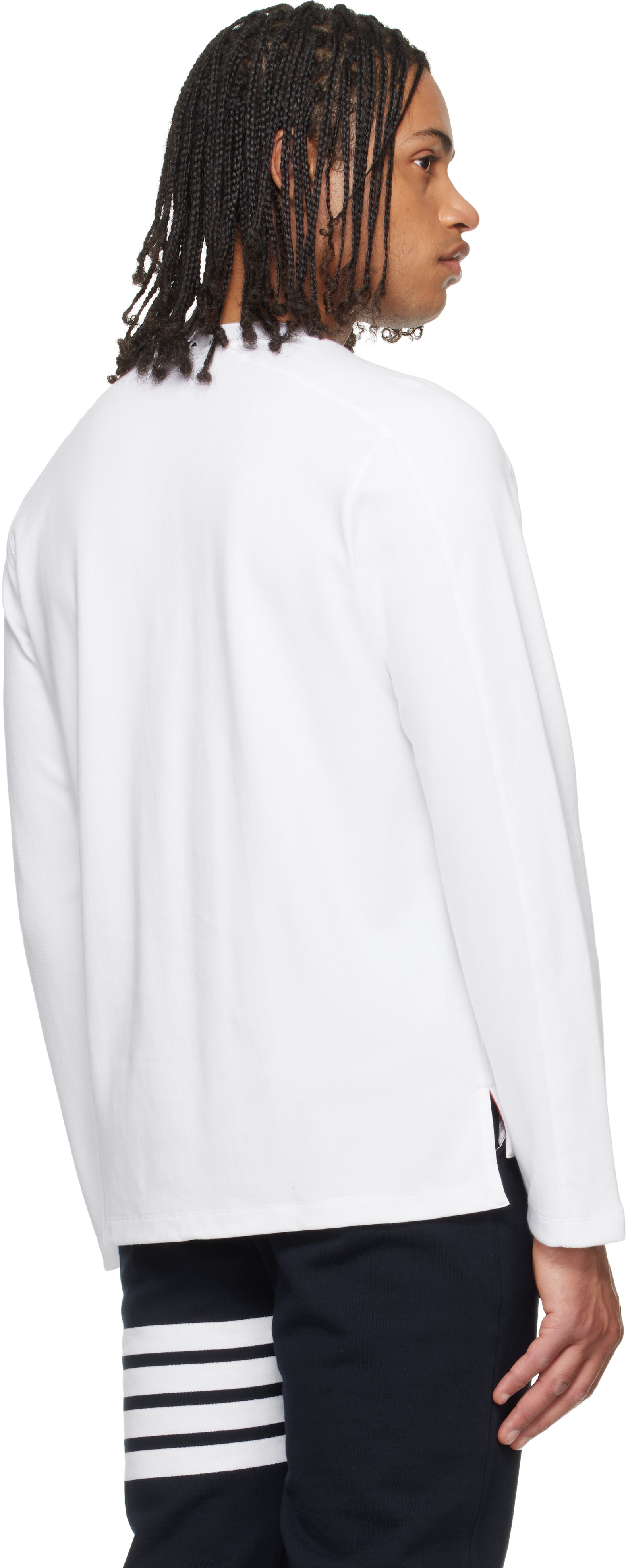 Thom Browne: ホワイト 4-Bar ミラノリブ コットン Tシャツ | SSENSE 日本