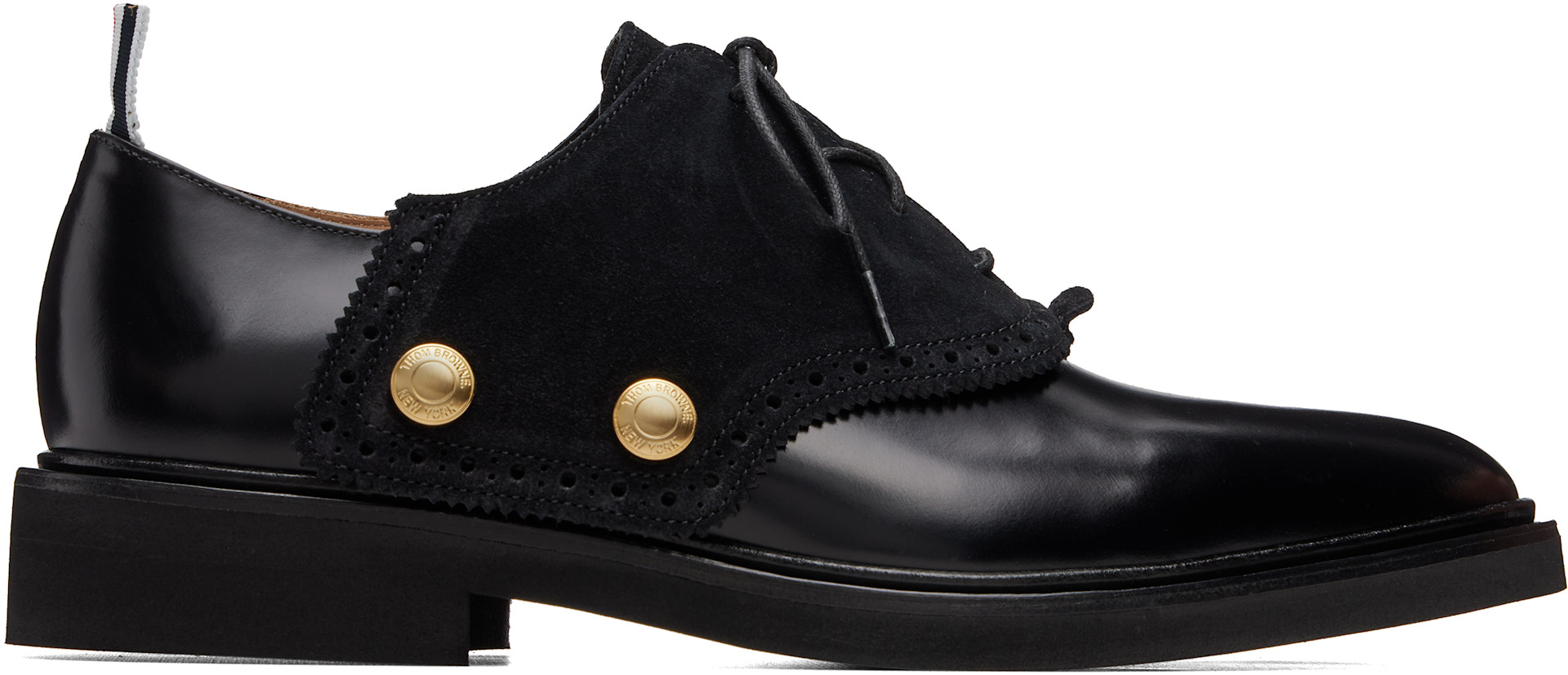 Thom Browne - 黑色 Soft Spazzolato Micro Sole Saddle 德比鞋