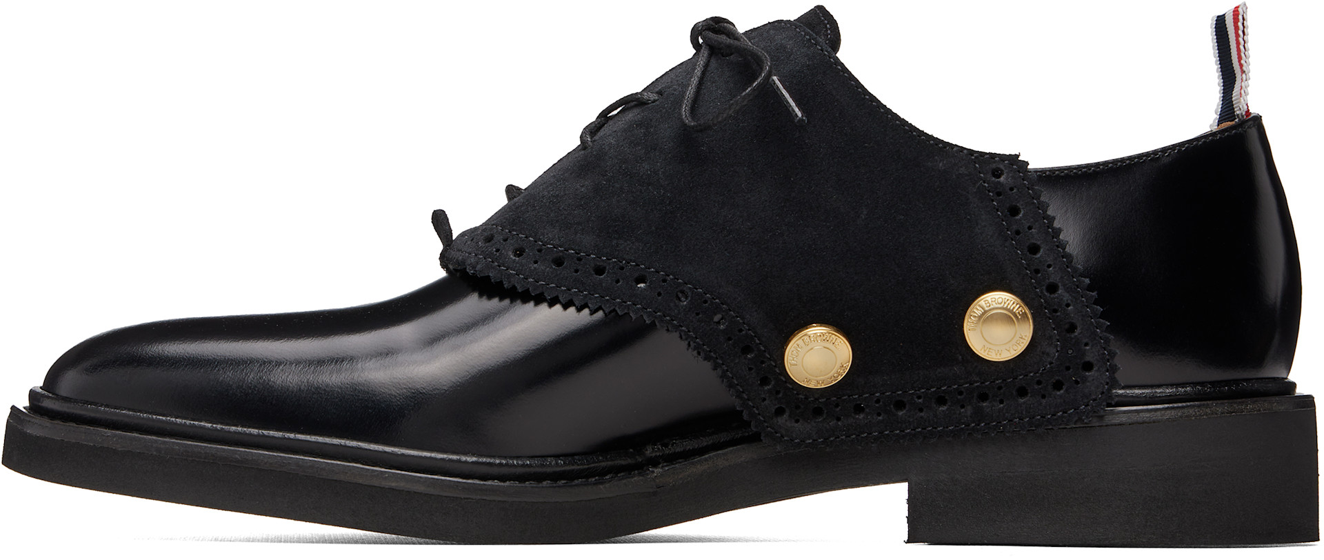 Thom Browne - 黑色 Soft Spazzolato Micro Sole Saddle 德比鞋