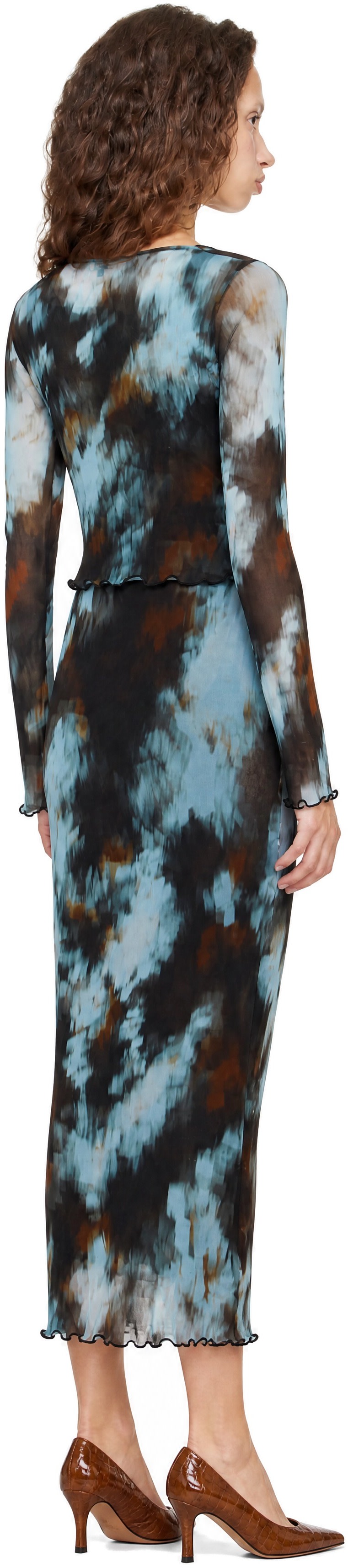 Staud - Robe longue Zella bleu et brun