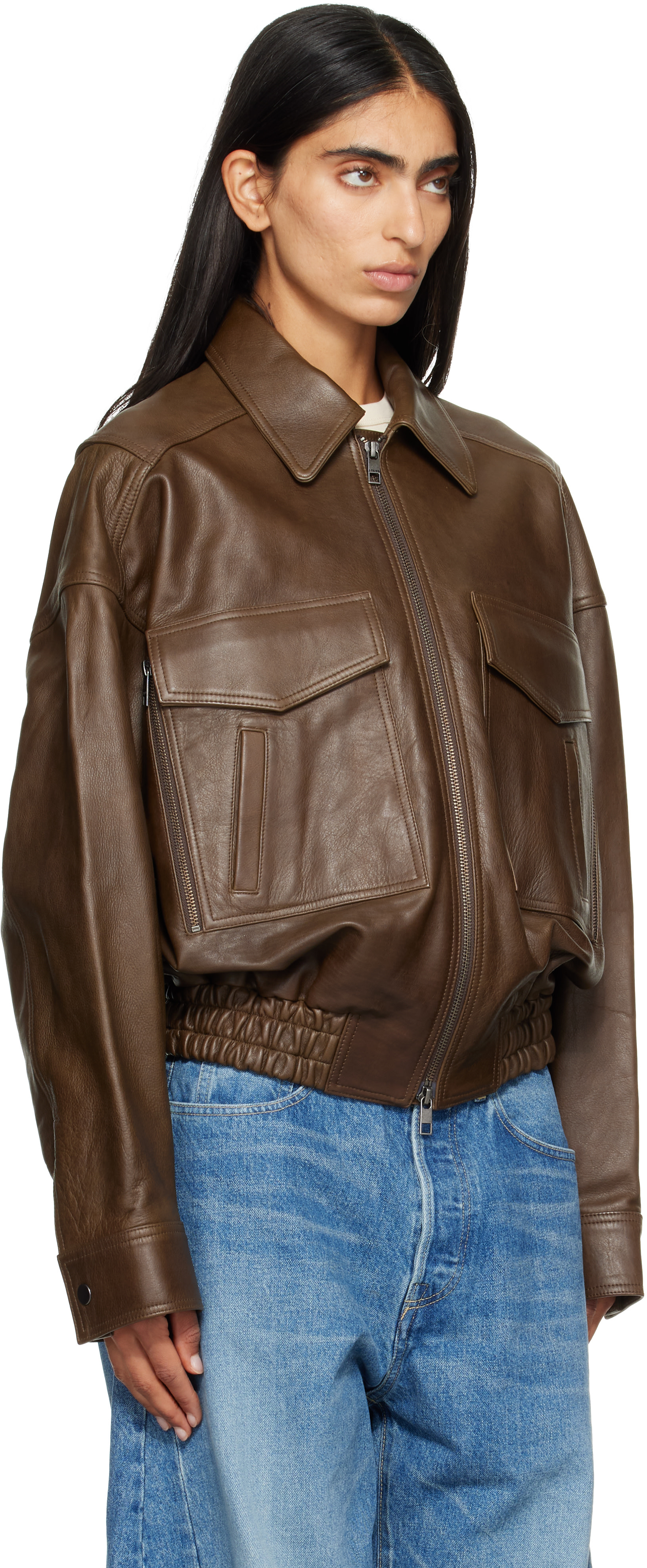 Staud - Brown Eugene Leather Jacket