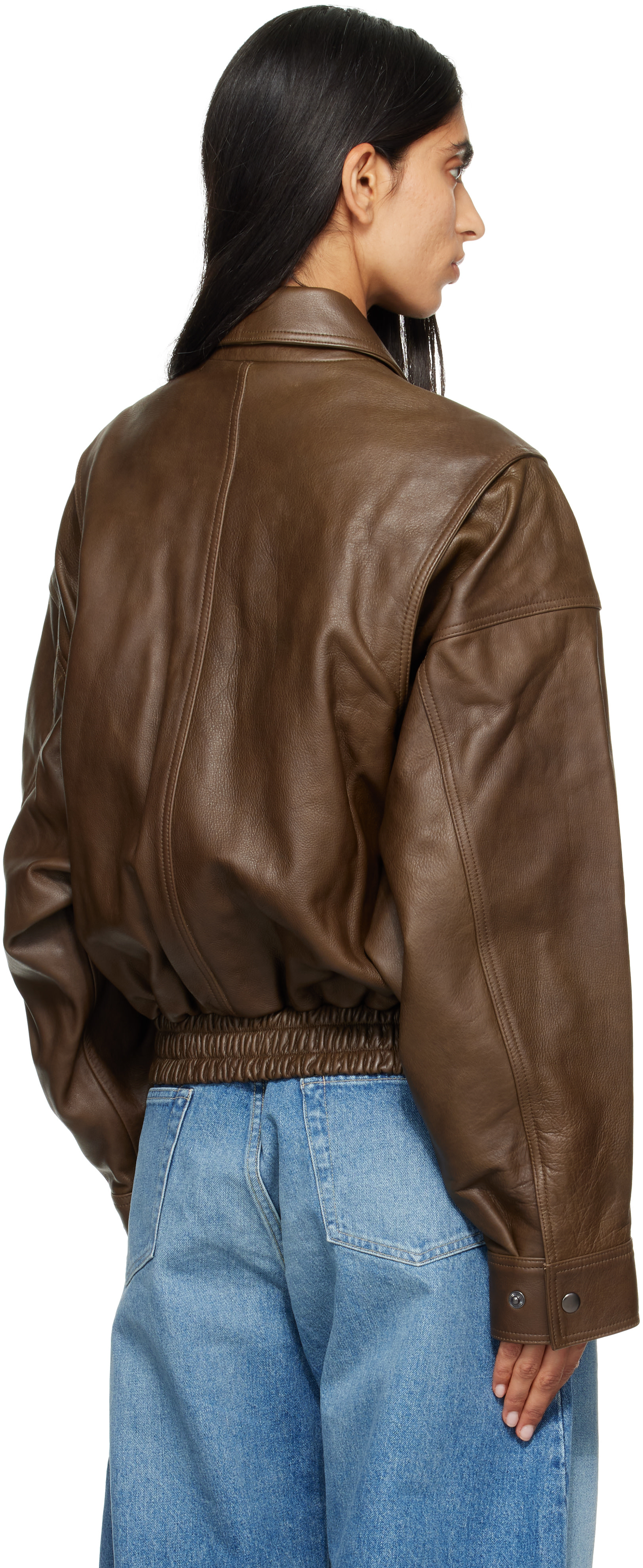 Staud - Brown Eugene Leather Jacket