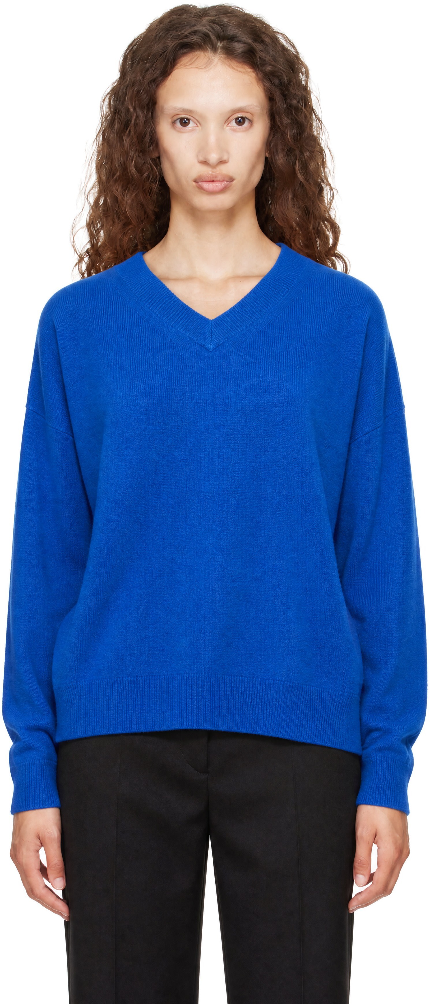 Staud - Pull Spencer bleu en cachemire