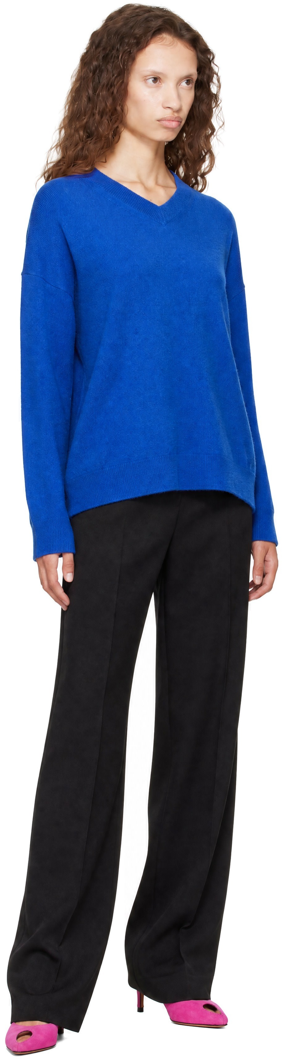 Staud - Pull Spencer bleu en cachemire
