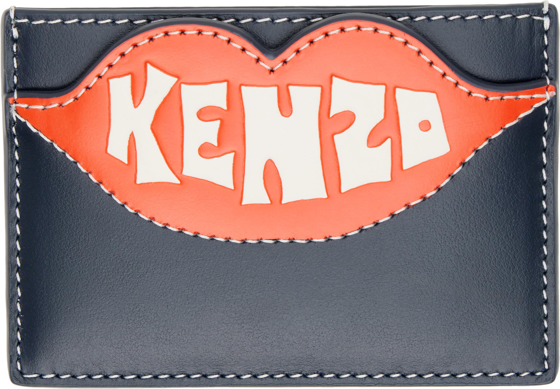 Kenzo: Navy Kenzo Paris 'KENZO Loves' Card Holder | SSENSE Singapore