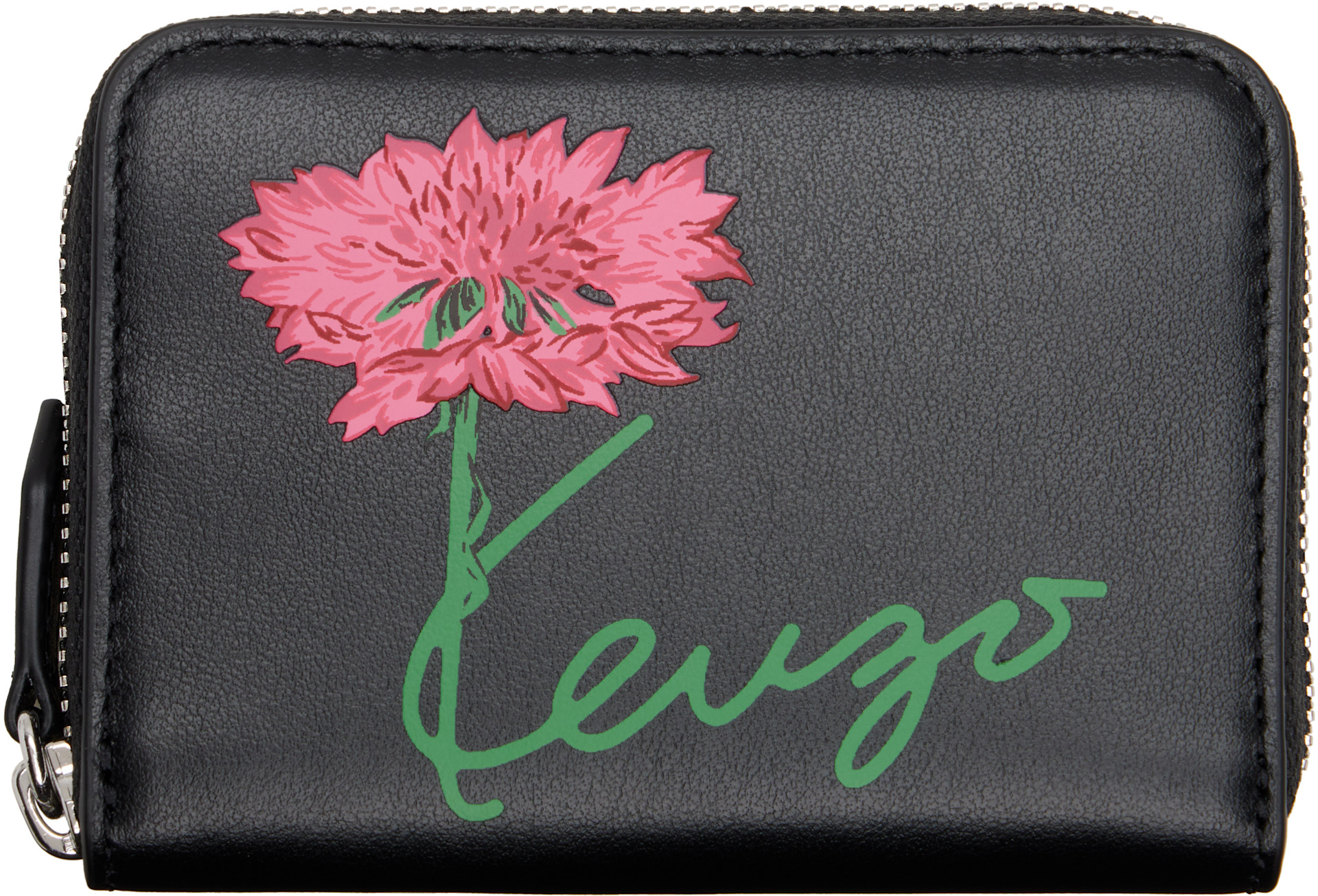 Kenzo: Black Kenzo Paris 'KENZO Tulip' Zip Wallet | SSENSE United