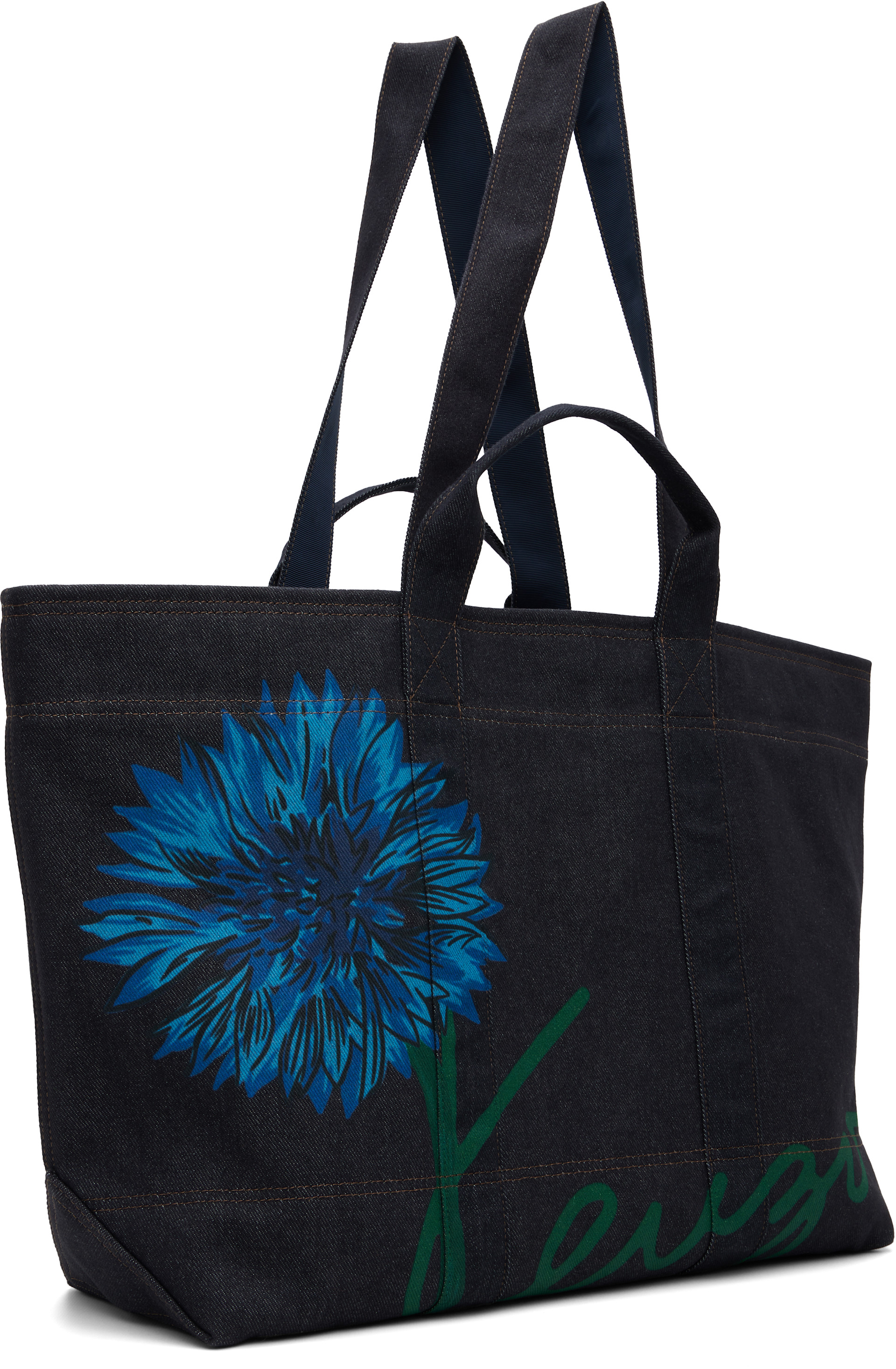 Kenzo: ネイビー ラージ Kenzo Paris 'Kenzo Tulip' トートバッグ