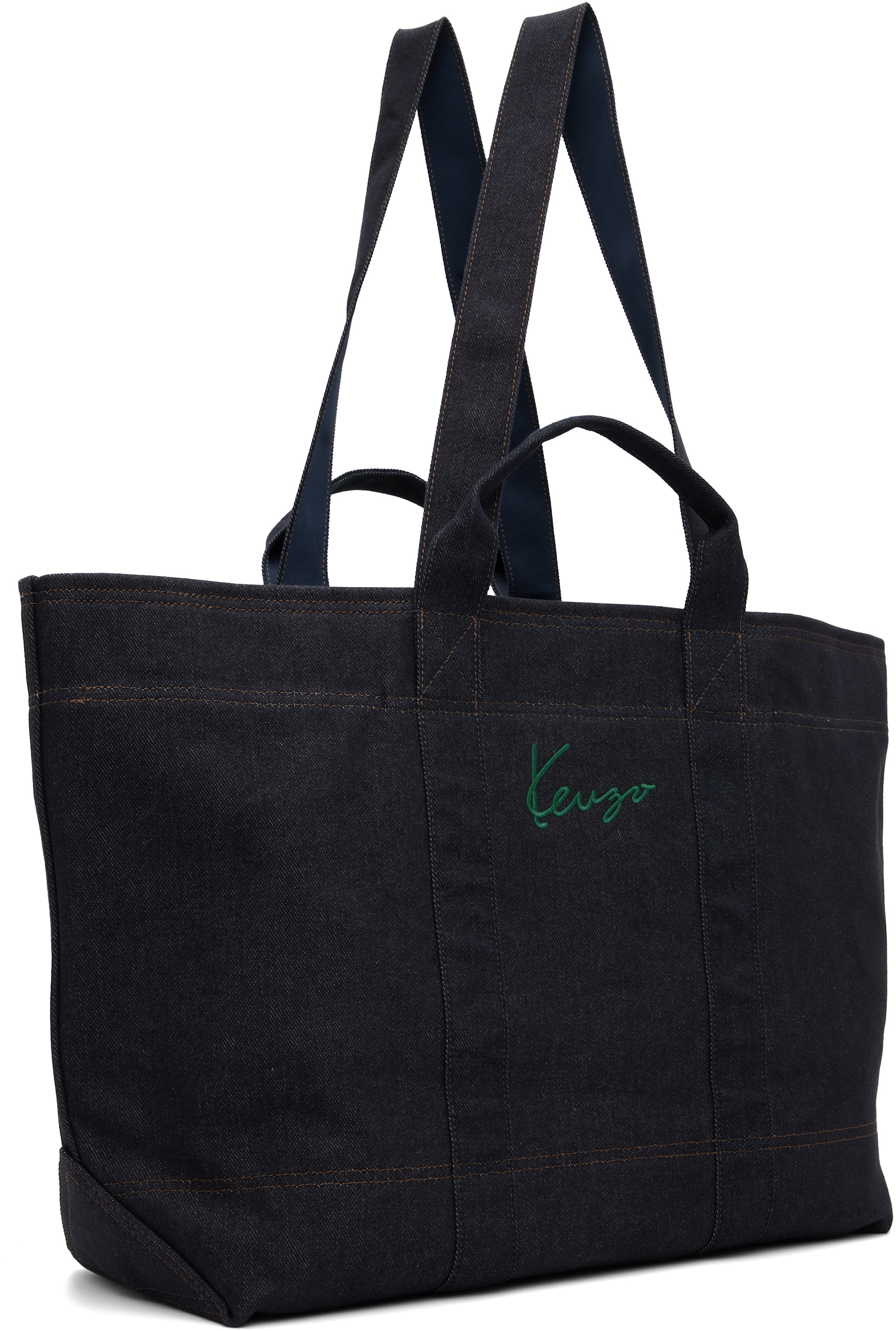 Kenzo: ネイビー ラージ Kenzo Paris 'Kenzo Tulip' トートバッグ