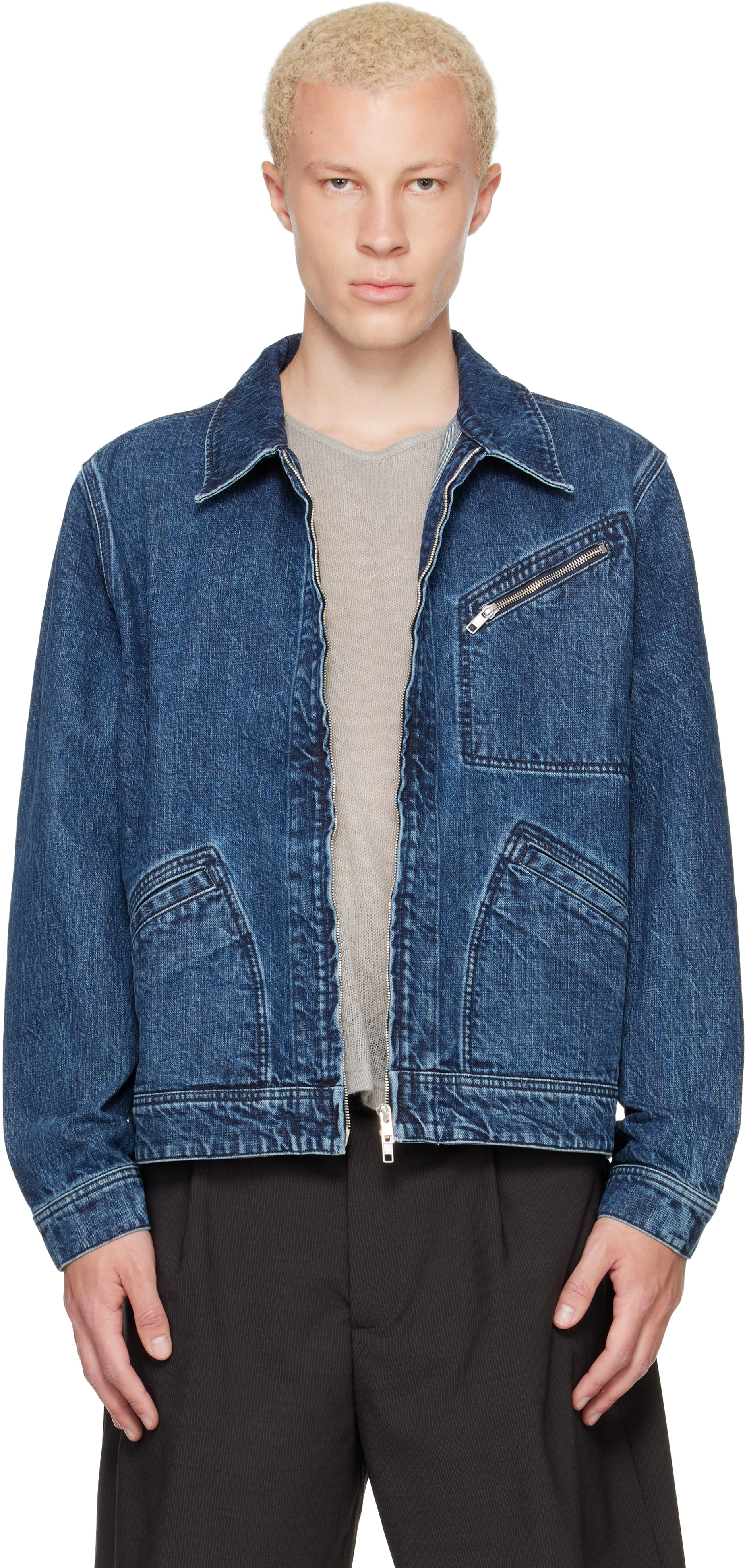 Kenzo: Navy Kenzo Paris 'KENZO Signature' Utility Denim Jacket