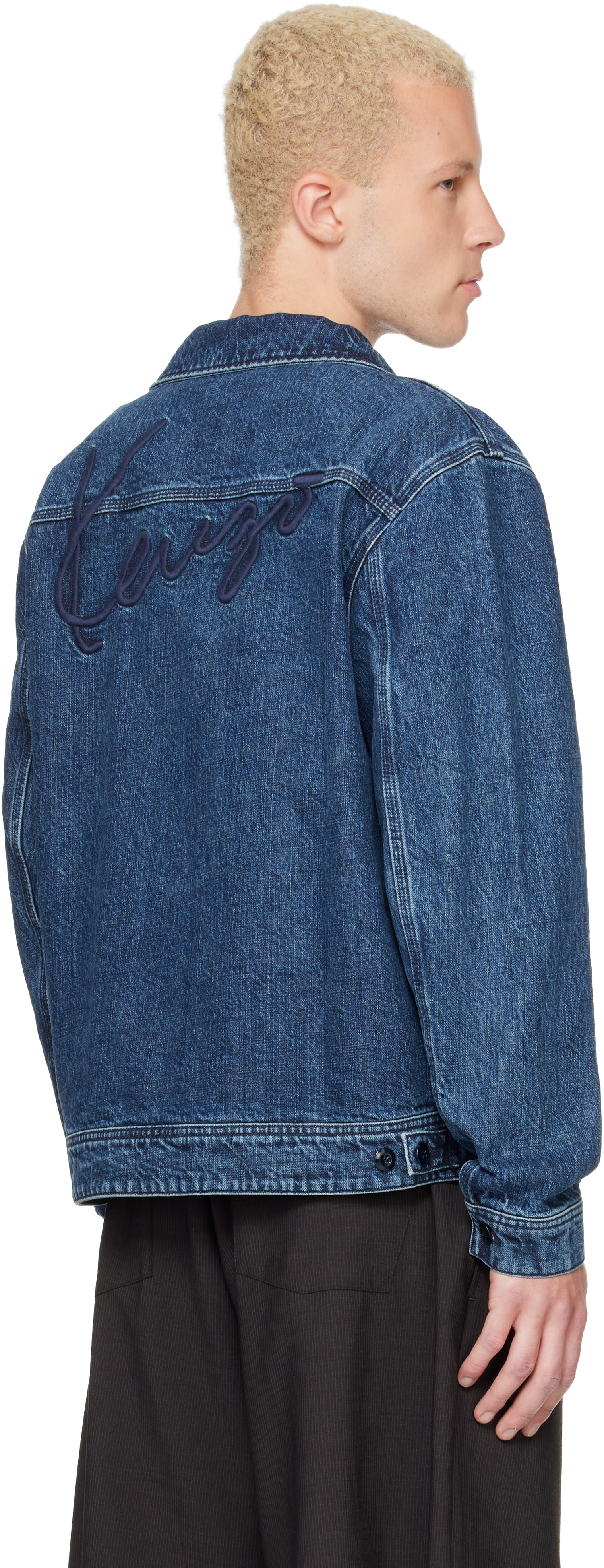 Kenzo: Navy Kenzo Paris 'KENZO Signature' Utility Denim Jacket