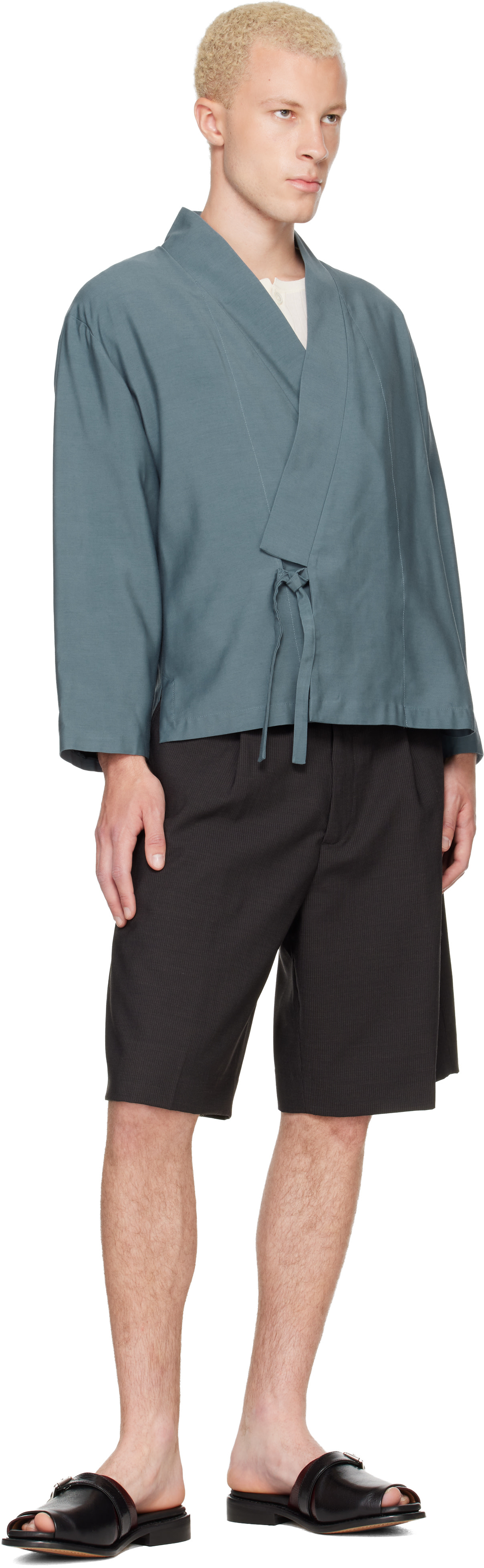Kenzo: Navy Kenzo Paris Viscose & Wool Kimono Jacket | SSENSE