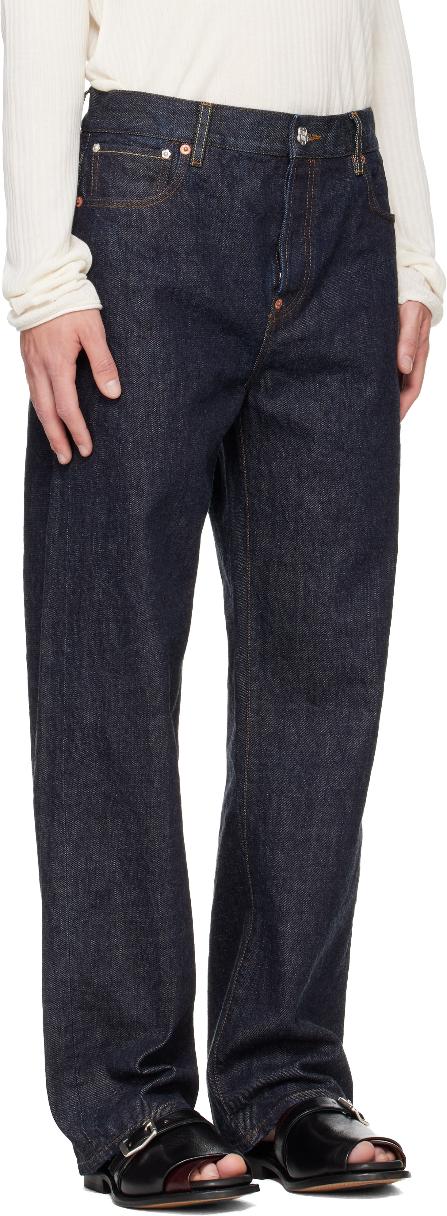 KENZO 寝袋 Kenzo: Navy Kenzo Paris 'KENZO Tulip' Straight Fit Jeans | SSENSE