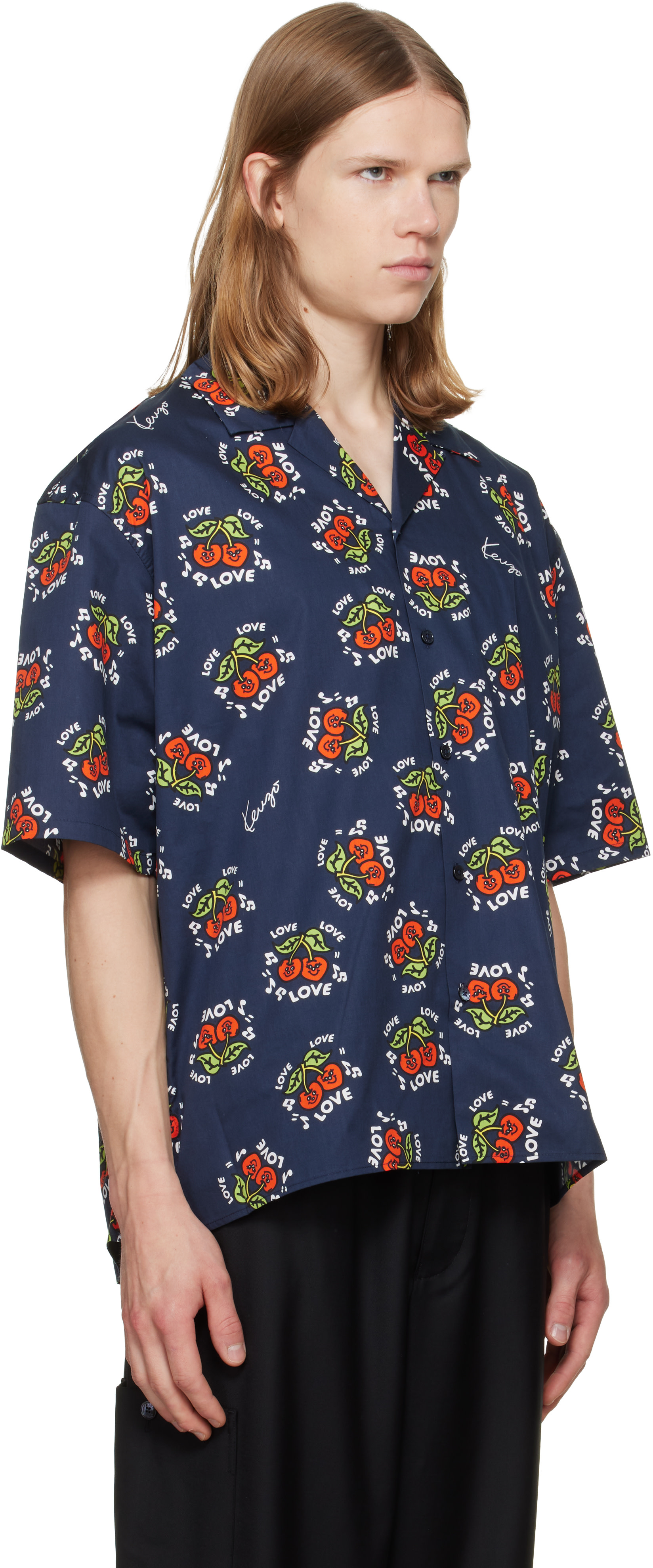 KENZO シャツ Kenzo: ネイビー Kenzo Paris 'KENZO Loves' 半袖シャツ | SSENSE 日本